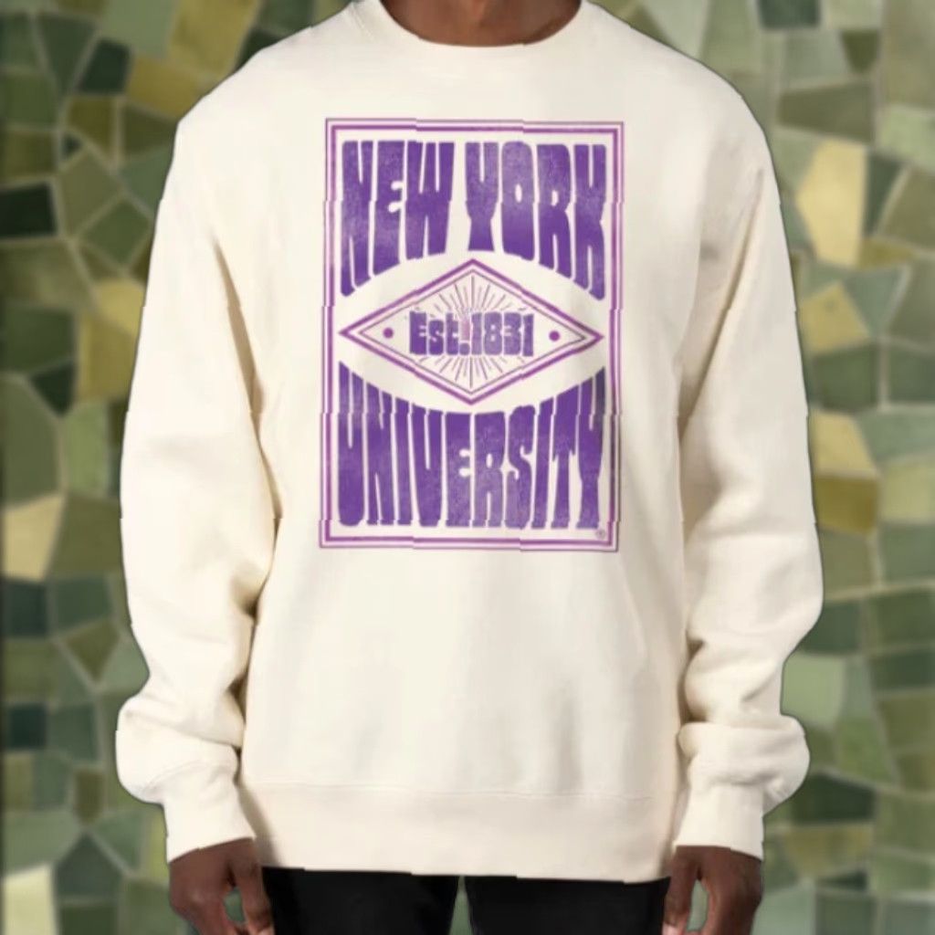 Vintage USCAPE NYU University Sweatshirt Heavyweight Crew Neck Men M Ivory Cotton Jersey Long Sleeve Pullover Size M Size US M / EU 48-50 / 2 - 1 Thumbnail