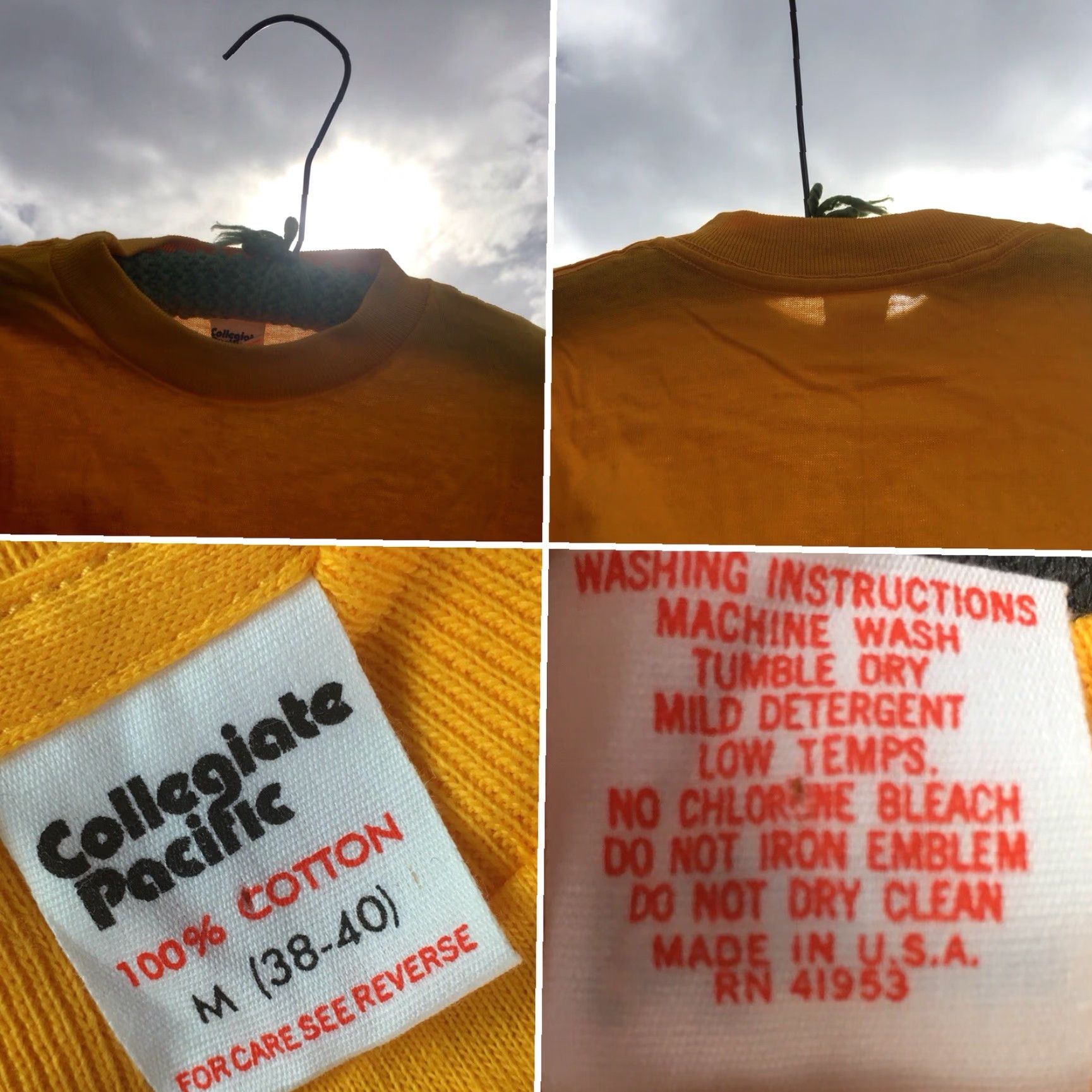 Vintage VINTAGE Collegiate Pacific Rockford Illinois T-Shirt Yellow 1980s 80s Size M Mens Short Sleeve 100% Cotton Graphic Tee Size US M / EU 48-50 / 2 - 5 Thumbnail