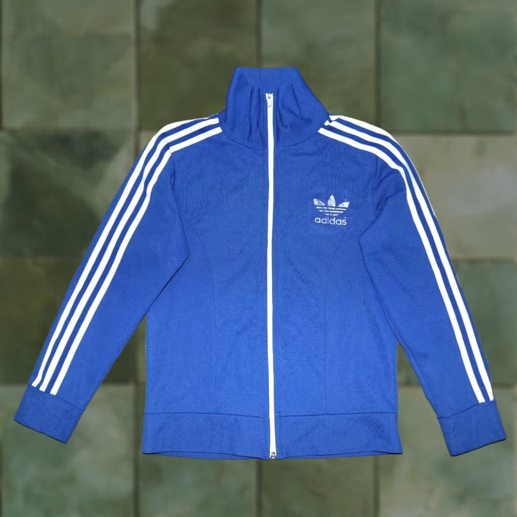 Adidas ADIDAS JACKET TRACK TOP VINTAGE MADE IN HONG KONG 80s BLUE WHITE XS 2XS MEN Size US XXS / EU 40 - 1 Thumbnail