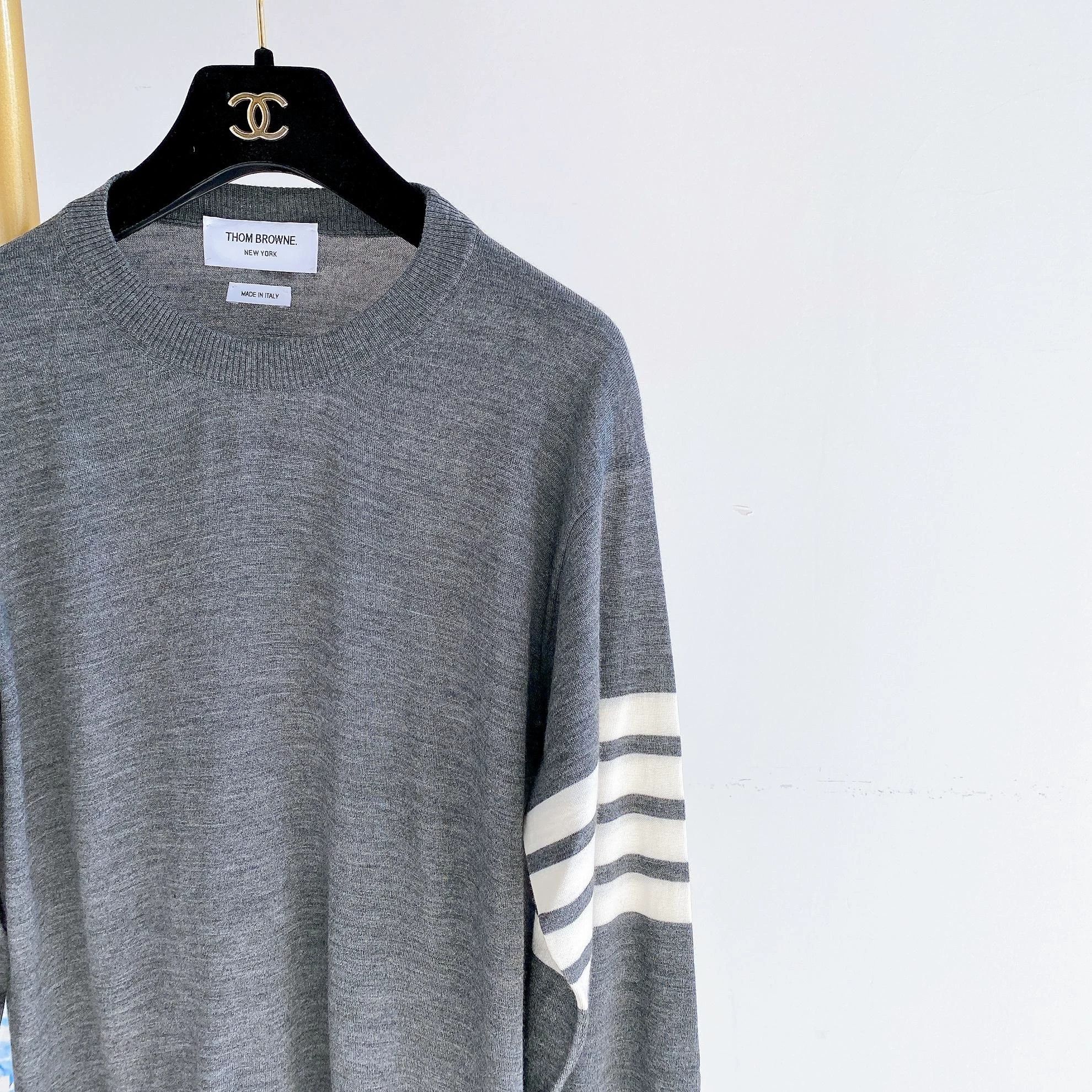 Thom Browne TB Gray Crewneck Knit Sweater US 2 Pre-owned Size XS / US 0-2 / IT 36-38 - 4 Thumbnail