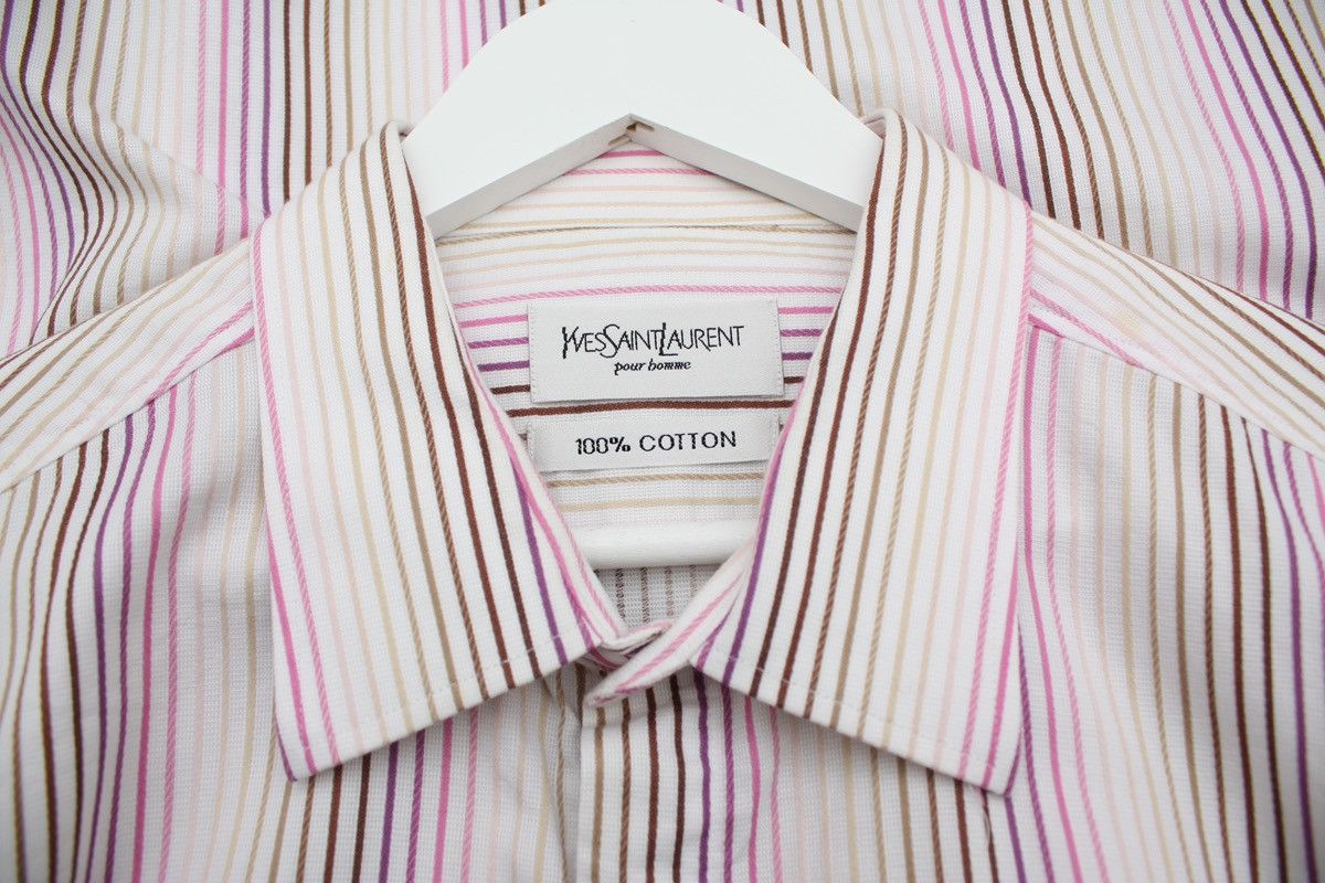 Vintage Vintage Yves Saint Laurent striped Shirt Size US XL / EU 56 / 4 - 1 Thumbnail
