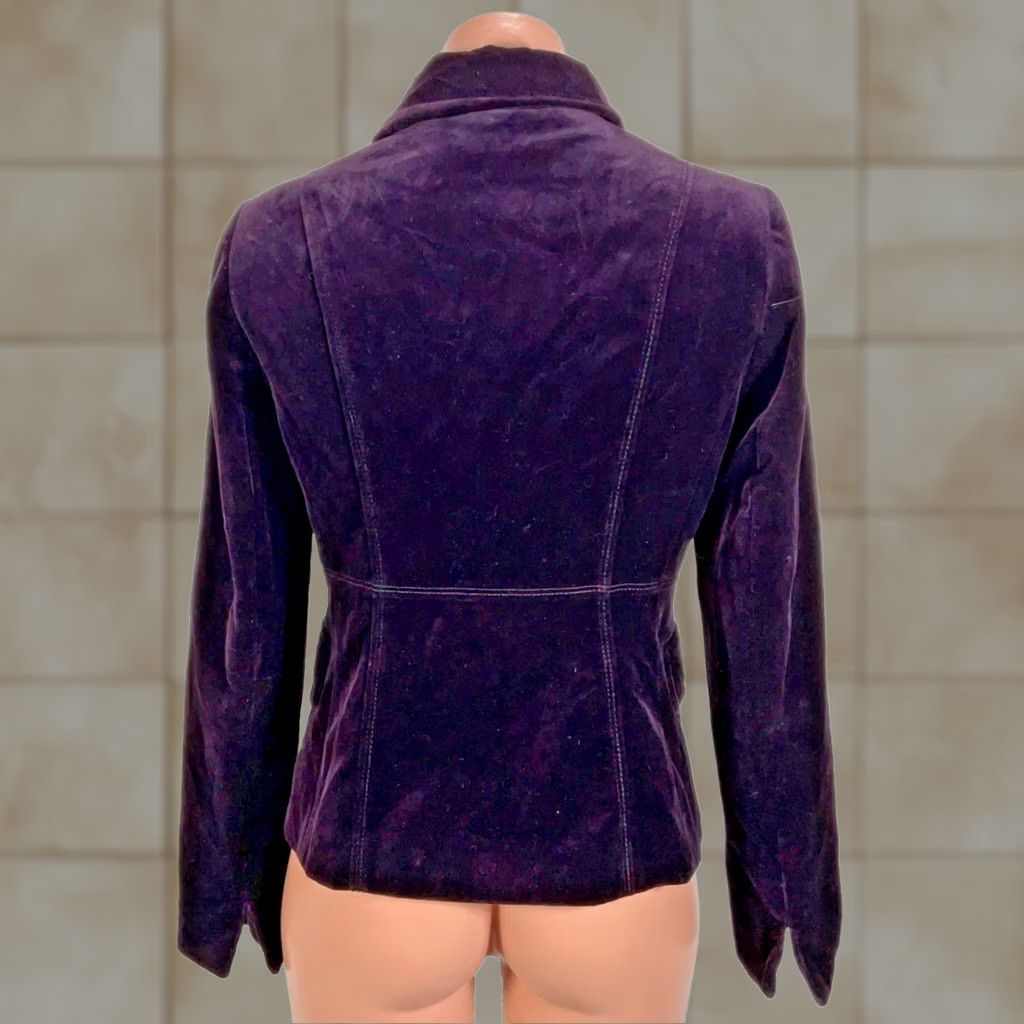 J.Crew J.CREW Blazer Womens 4 Purple Velvet Ed en Peplum Short Jacket Button Lined Pockets 80s 90s City Retro Glam Size S / US 4 / IT 40 - 1 Thumbnail