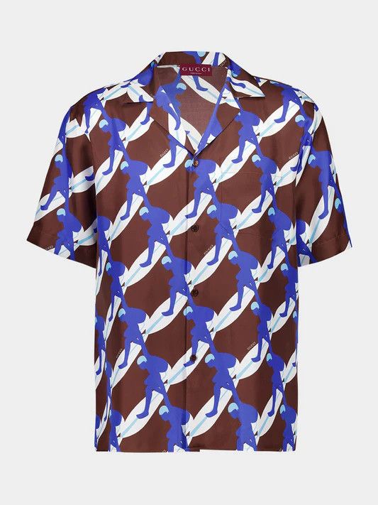 Gucci o1la5ras0426 Printed Silk Bowling Shirt in Multicolor Size US XXL / EU 58 / 5 - 1 Thumbnail