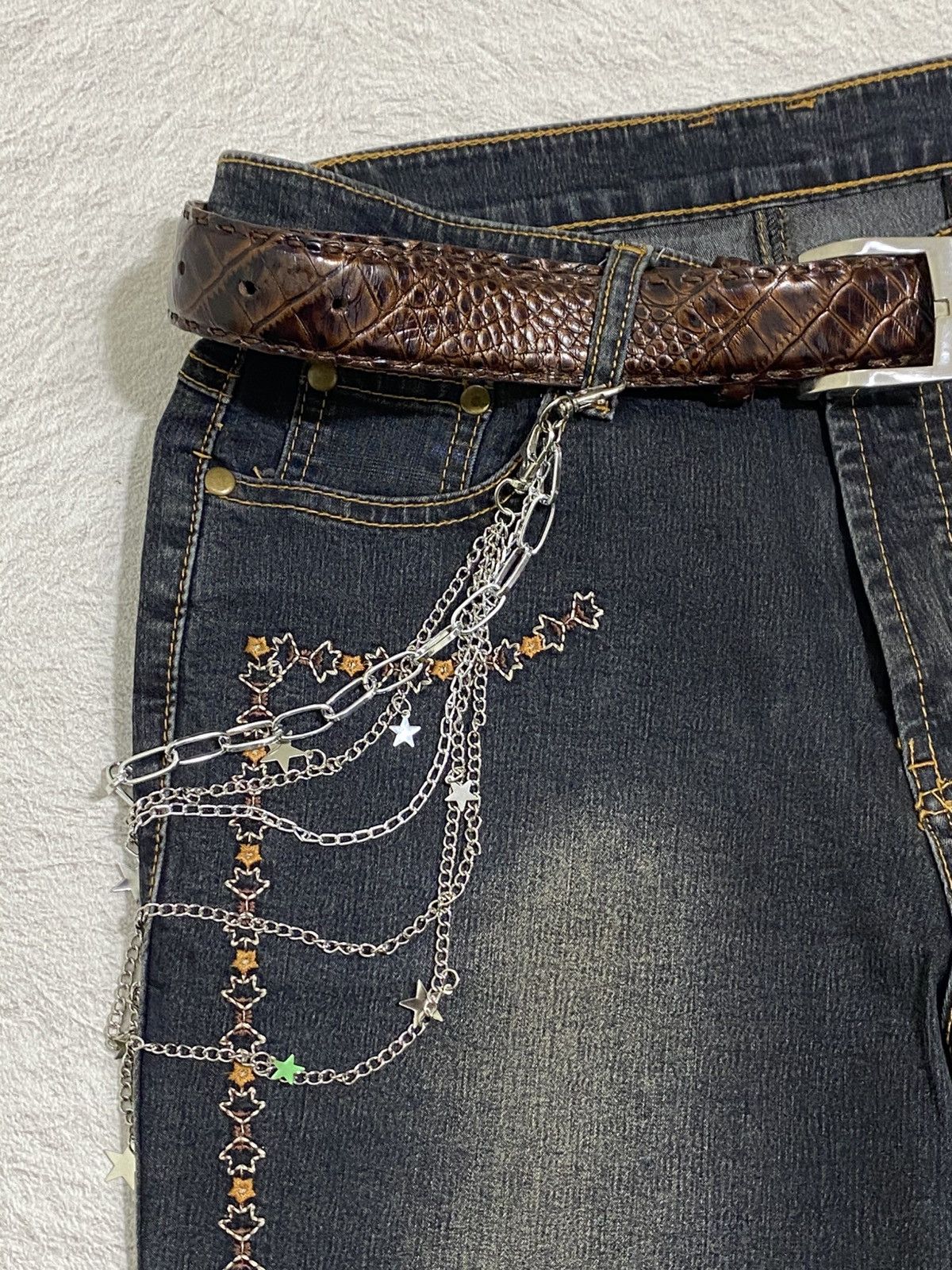 Japanese Brand SICK💰Vintage Sun Rose Bush Pant Stretchable Jeans Size US 28 / EU 44 - 7 Thumbnail