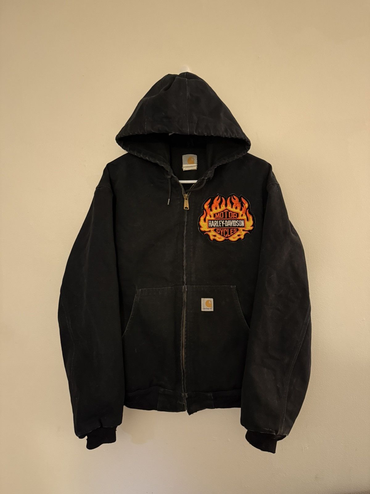 Carhartt Vintage Carhartt Harley Davidson Black Flame Hooded Jacket Size US L / EU 52-54 / 3 - 1 Thumbnail