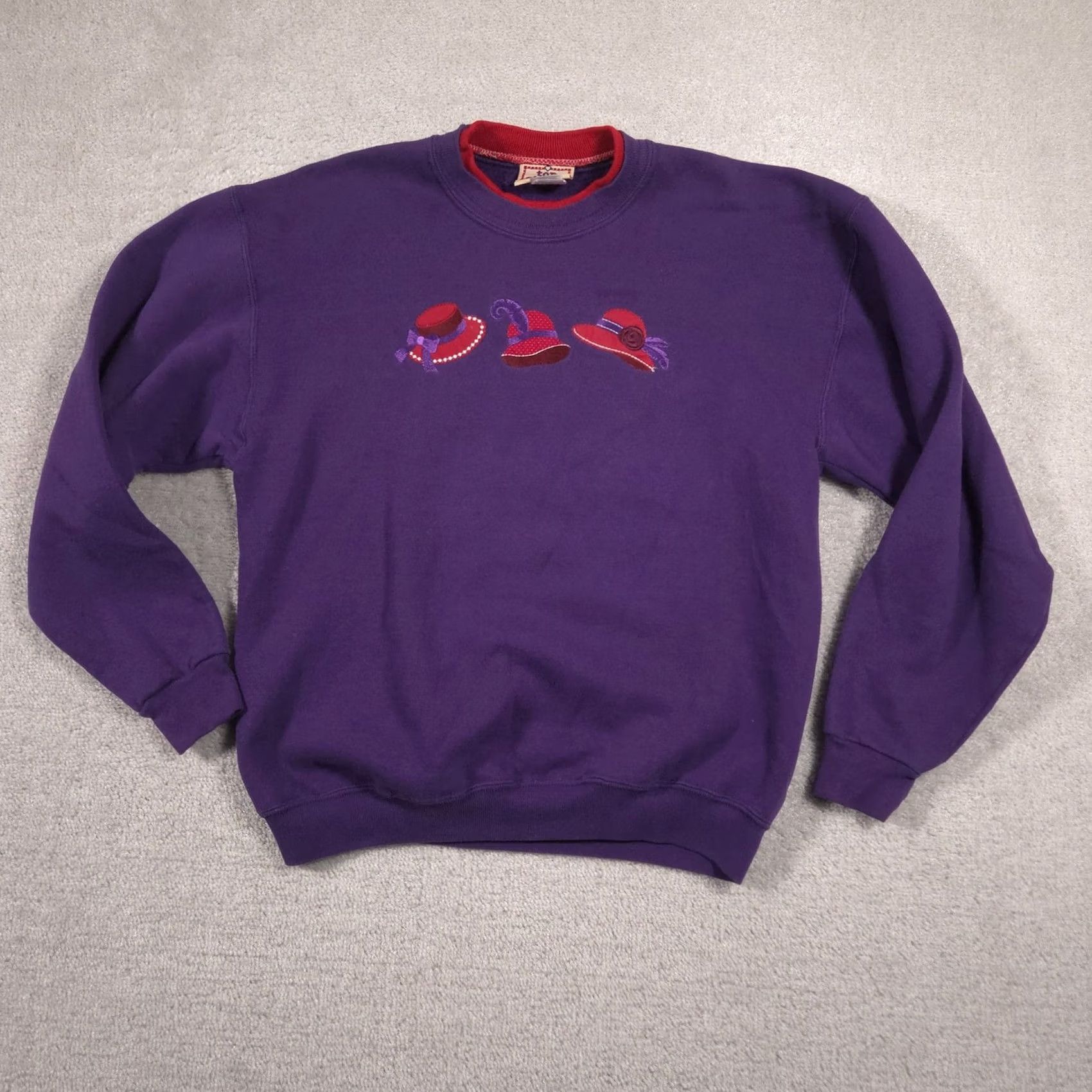 Vintage VINTAGE Top Stitch Shirt Womens M Purple Red Hat Society Embroidered Fleece Size M / US 6-8 / IT 42-44 - 2 Thumbnail