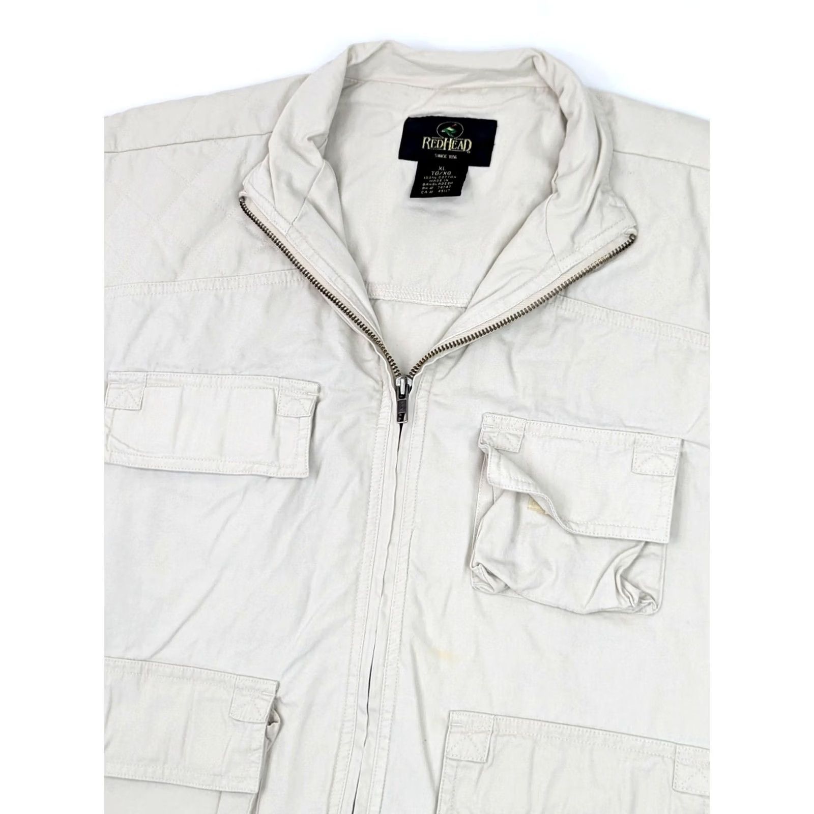Vintage RedHead Quilted Shoulders Vest Men XL Denim Cotton Multi-Pocket Outdoor Hiking Hunting Warm Casual Autumn Winter Beige XL Mens Size US XL / EU 56 / 4 - 3 Thumbnail