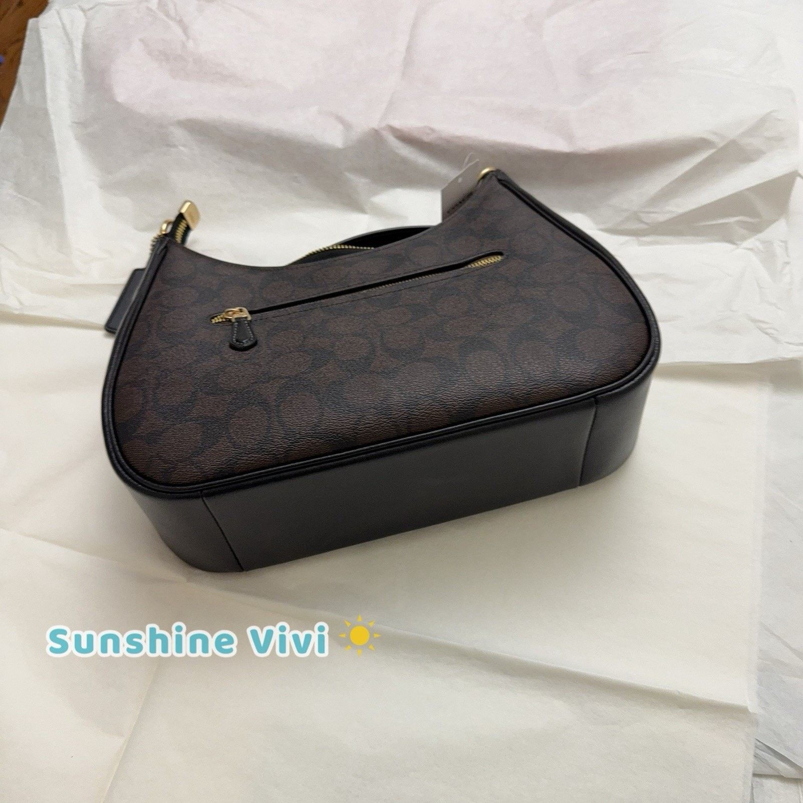 Coach NWT Coach Teri Hobo Bag Signature CK161 Gold/Walnut/Black Size ONE SIZE - 9 Thumbnail