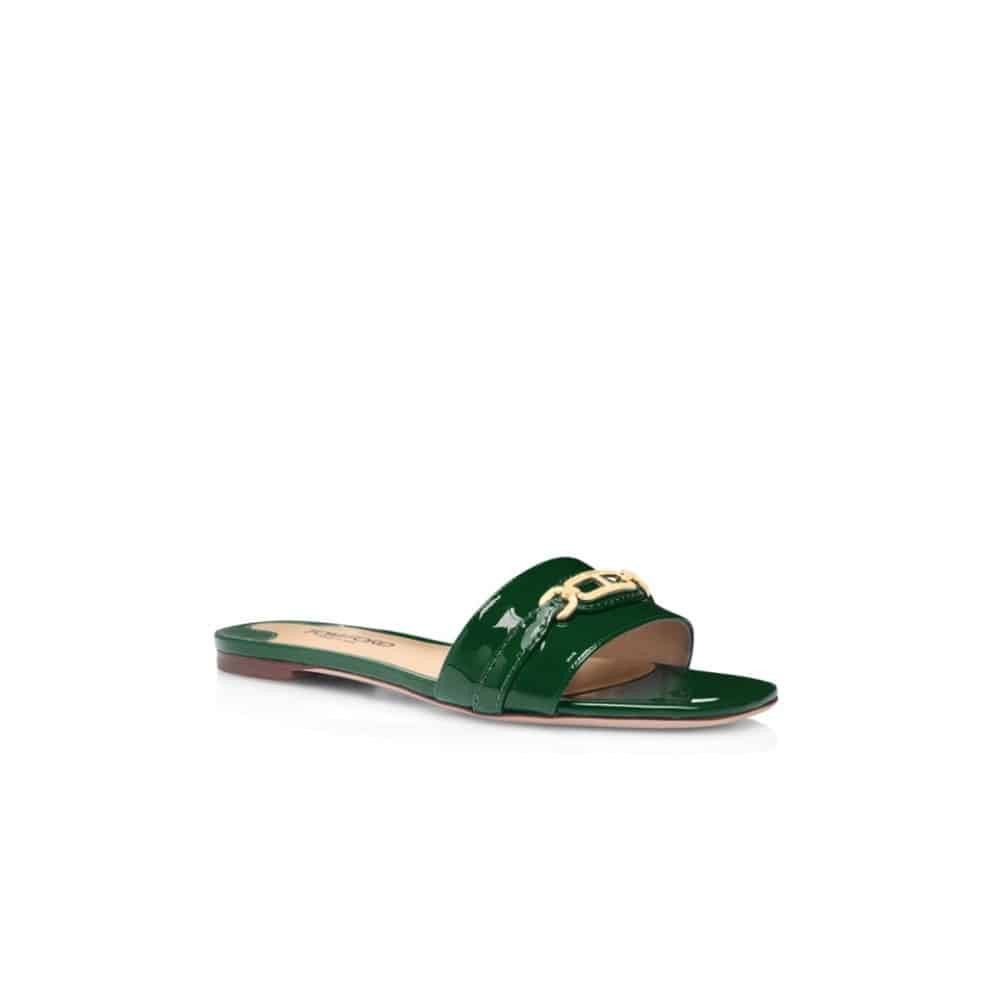 Tom Ford o1loc1c0326 W3526 Patent Leather Slides in Green Size US 7.5 / IT 37.5 - 2 Thumbnail