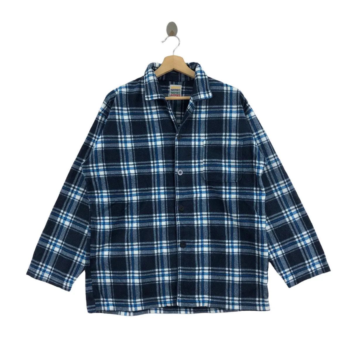 Vintage Vtg VANSPORTS JAPAN Off The Wall Tartan Fleece Casual Tee Size US XL / EU 56 / 4 - 1 Thumbnail
