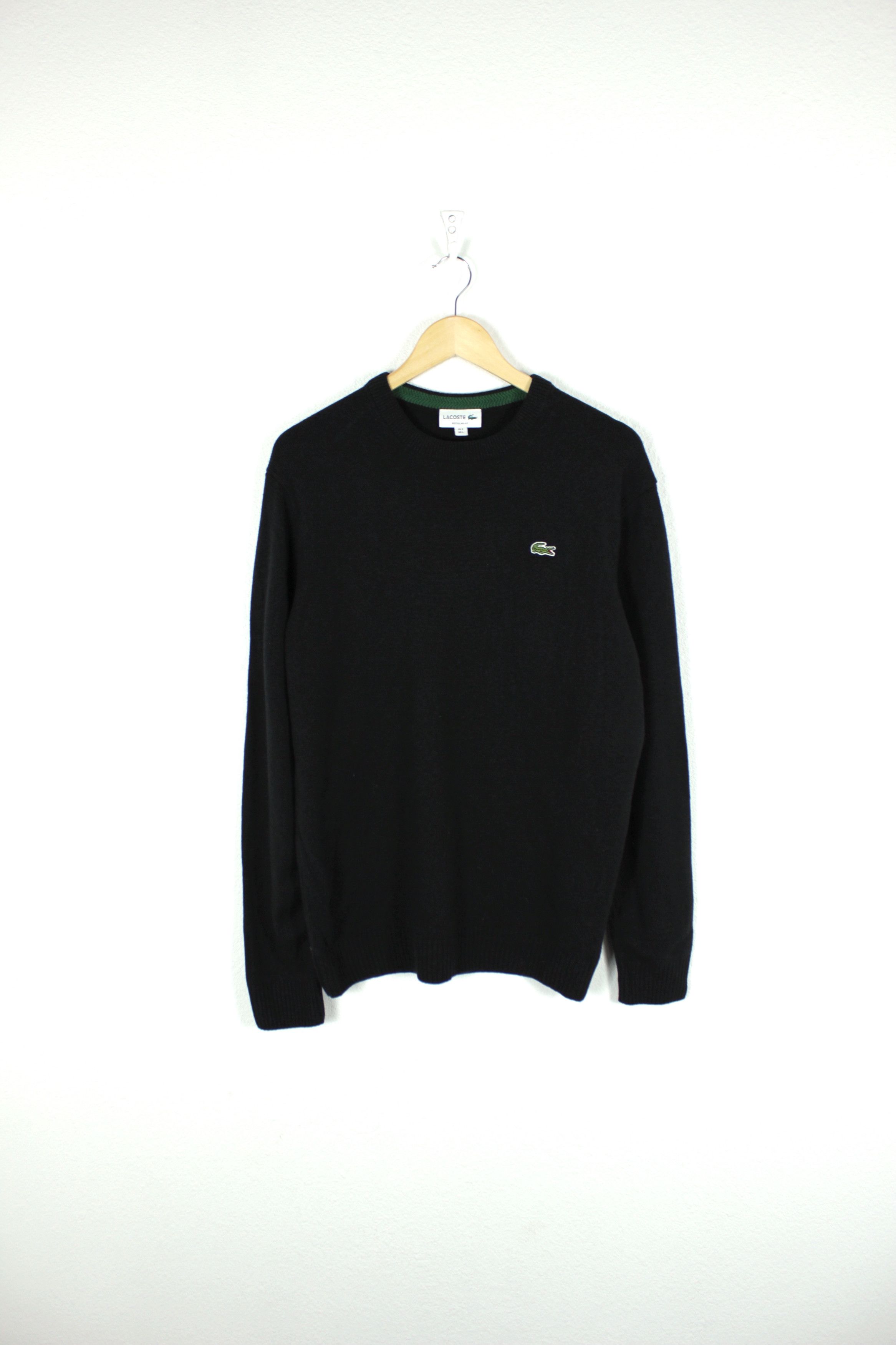 Lacoste × Vintage Vintage Lacoste Croc Logo Black Wool Sweater L Size US L / EU 52-54 / 3 - 1 Thumbnail