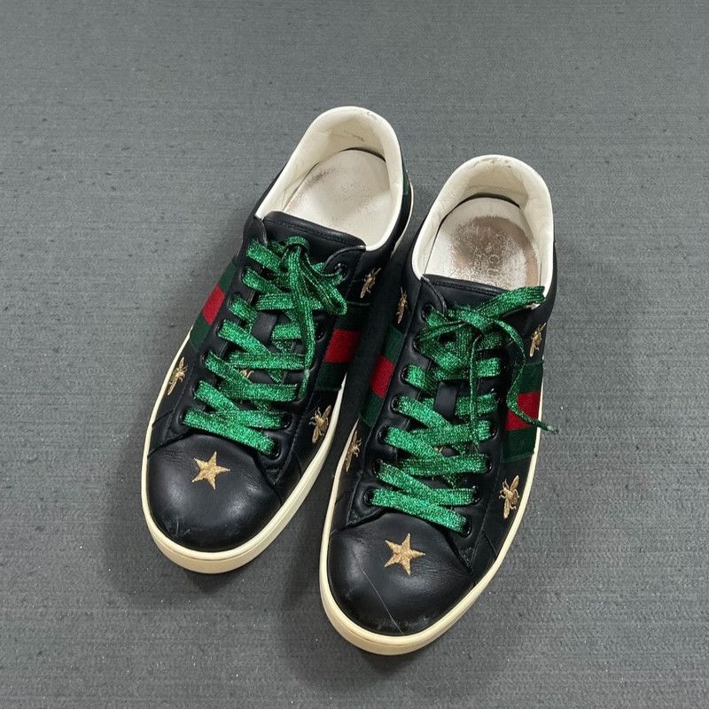 Gucci Gucci Ace Black Canvas Sneakers with Bee Embroidery Size US 8 / EU 41 - 1 Thumbnail
