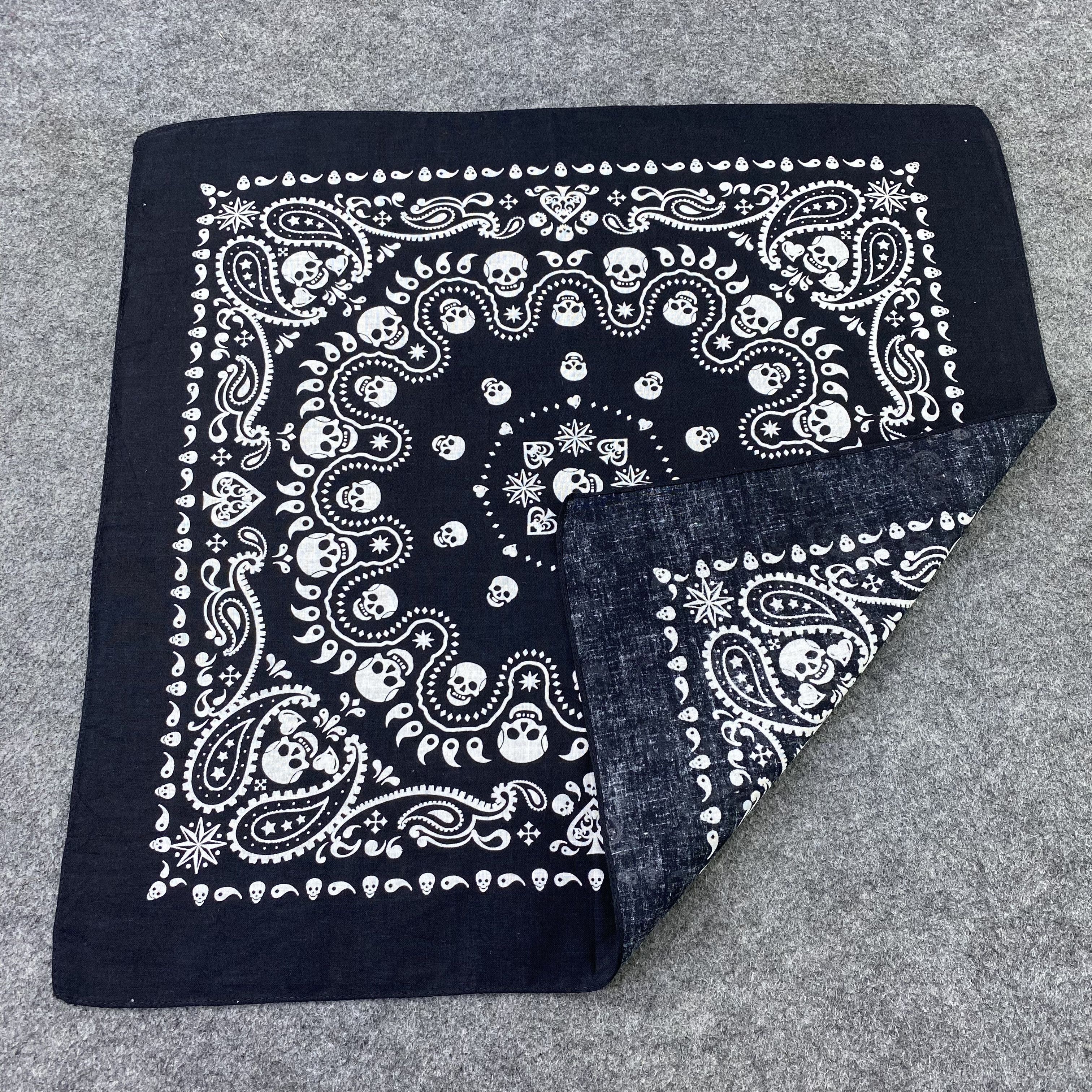 Vintage Skulls Paisley Bandana Neckerchief Handkerchief-B1399 Size ONE SIZE - 6 Thumbnail