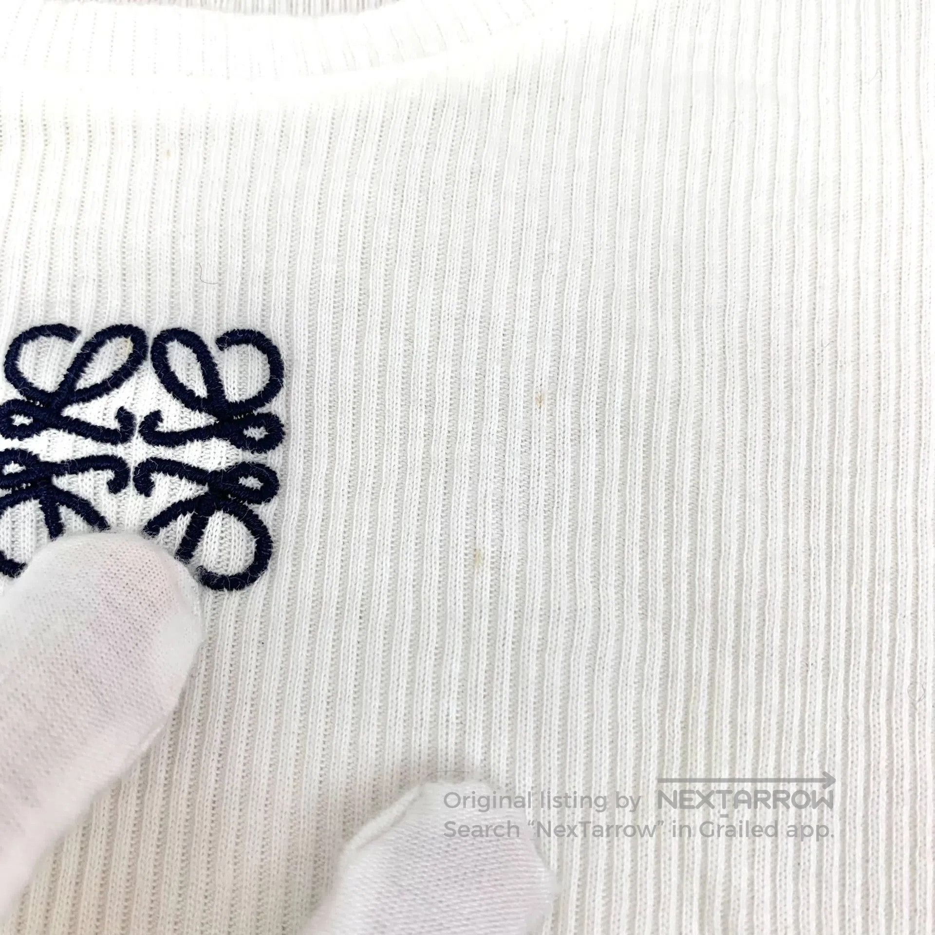 Loewe Loewe White cotton round neck sleeveless knitted vest with Size L / US 10 / IT 46 - 9 Thumbnail