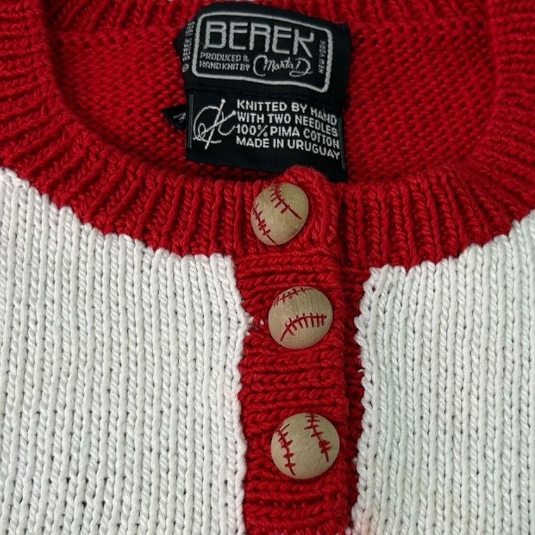 Other Vintage 1988 Berek Hand-Knit Baseball Themed Sweater - Women Size M / US 6-8 / IT 42-44 - 11 Thumbnail