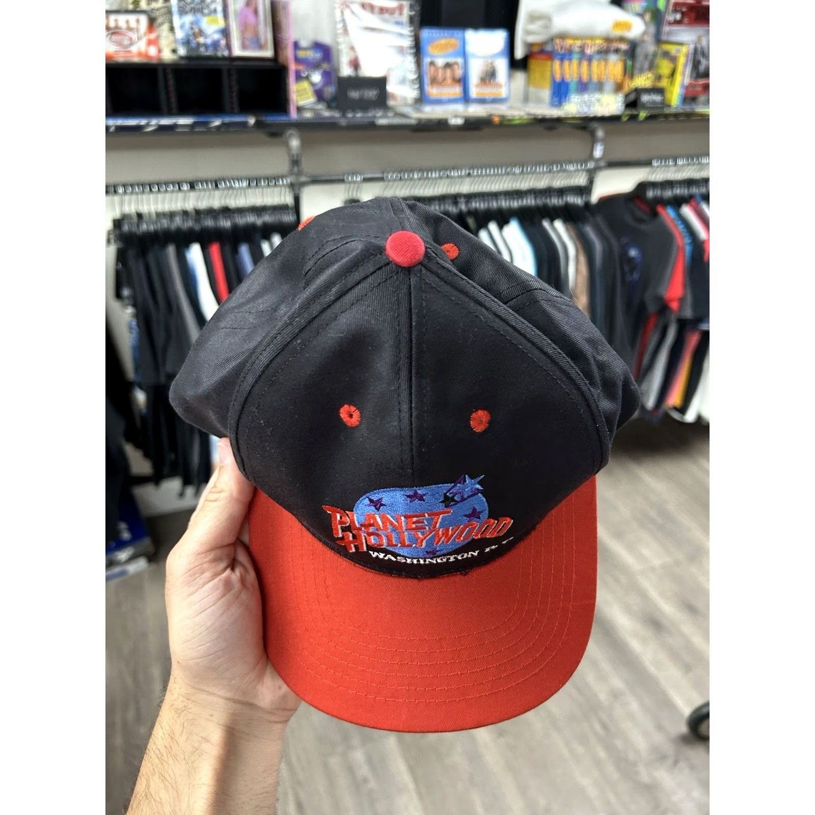Planet Hollywood VINTAGE Planet Hollywood Washington D.C. Snapback Hat Adjustable 90s Black/Red Unisex Adults Size ONE SIZE - 3 Thumbnail
