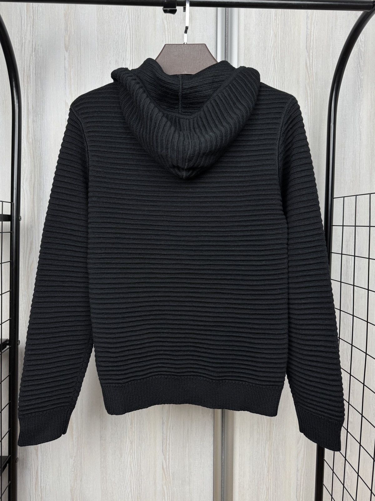 Armani Armani Jeans black ribbed wool blend hooded knitted sweater Size US S / EU 44-46 / 1 - 6 Thumbnail