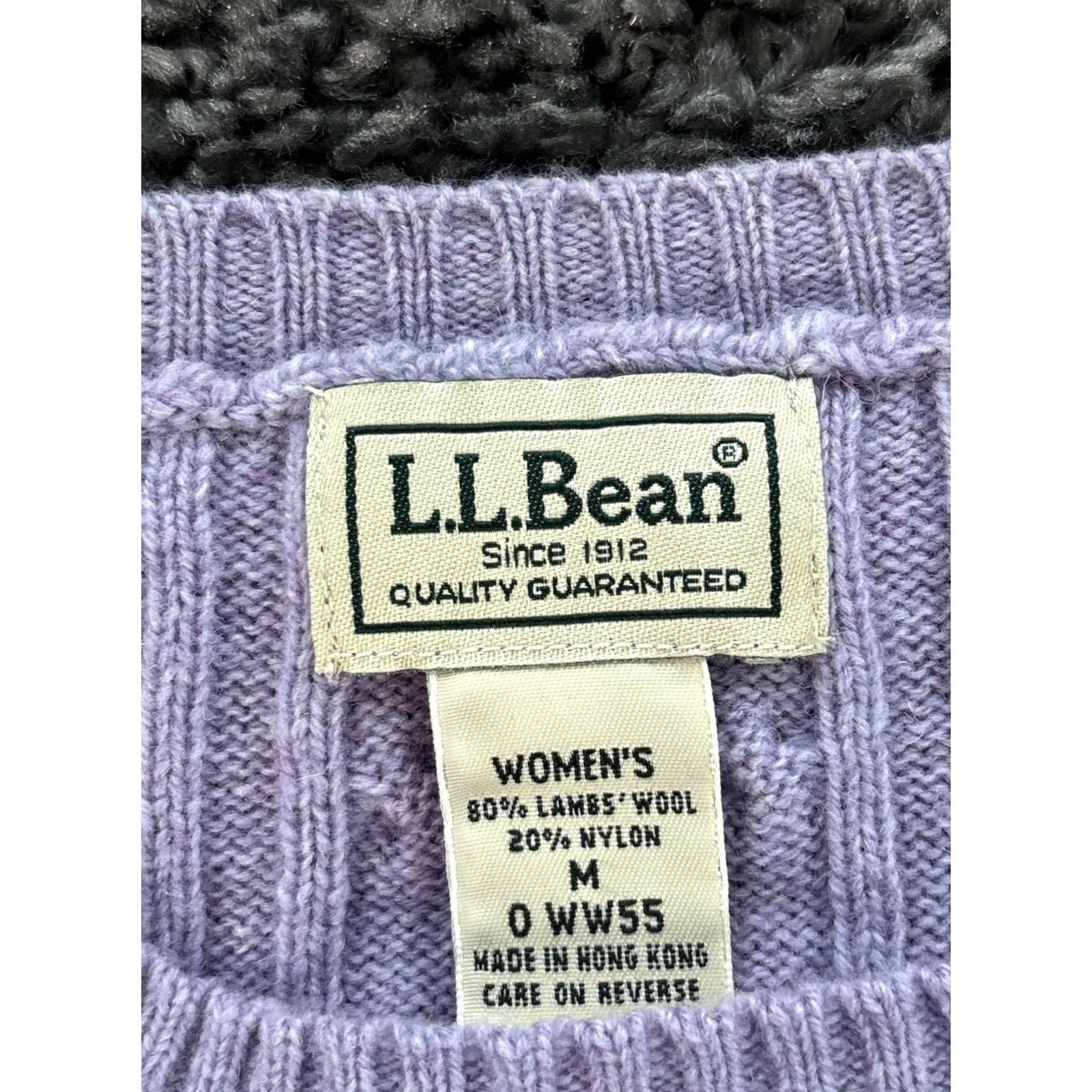 Vintage L.L. Bean Sweater Womens M Purple Cable-Knit Raglan Sleeve Pullover Knit Wool Nylon Classic Nautical Outdoor Preppy Fall Winter Spring Size M / US 6-8 / IT 42-44 - 4 Thumbnail