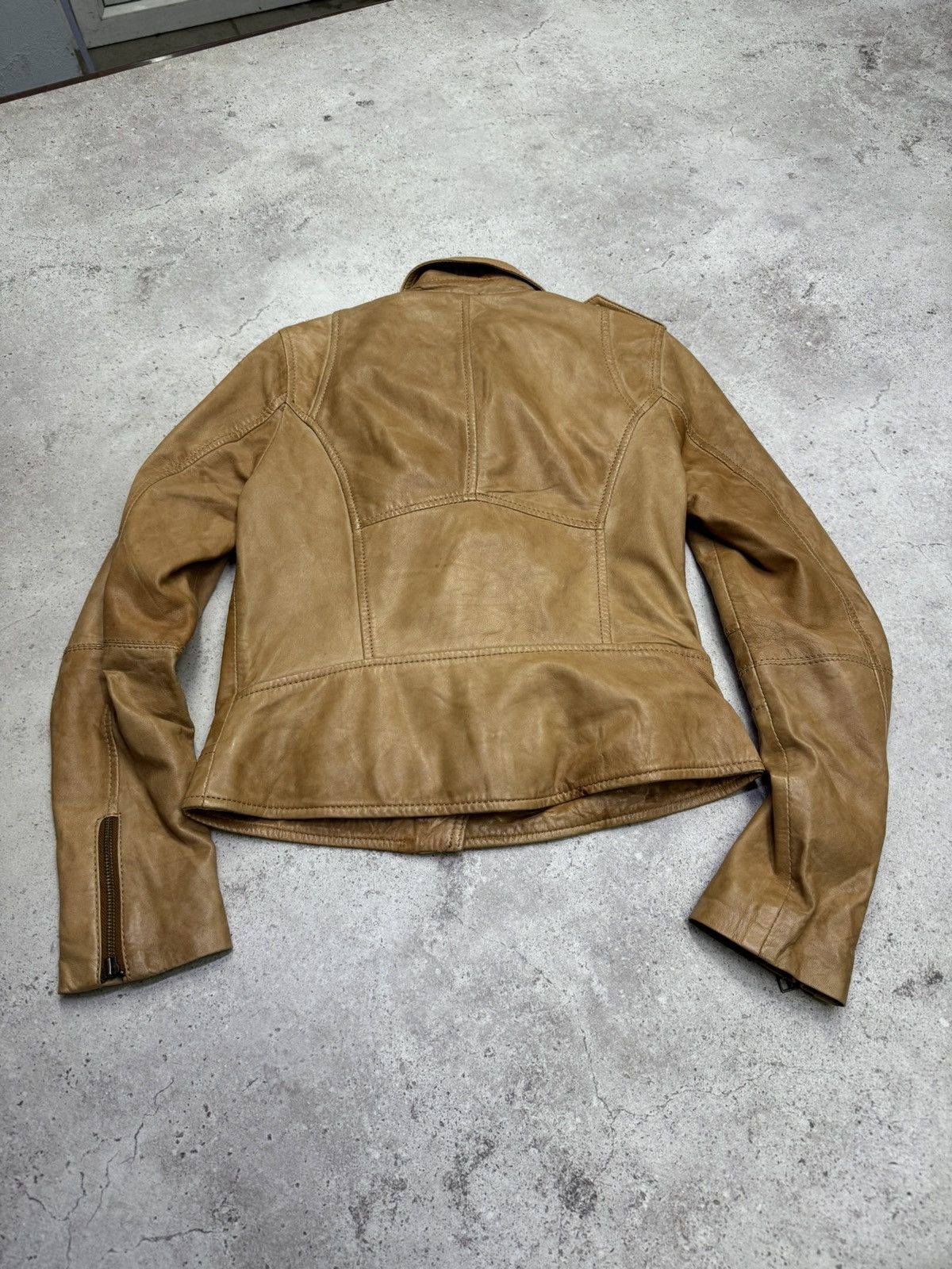 Japanese Brand Vintage 00s Asymmetric Zip Leather Jacket Rick Owens Style Size US S / EU 44-46 / 1 - 2 Thumbnail