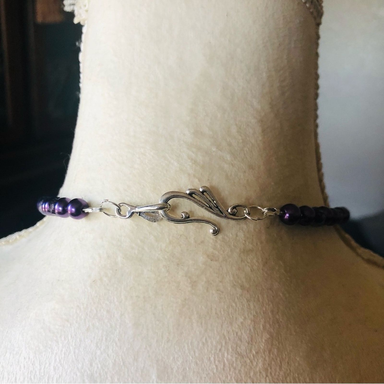 Handmade Handcrafted repurpose marquis stone cross Pearl necklace Size ONE SIZE - 8 Thumbnail