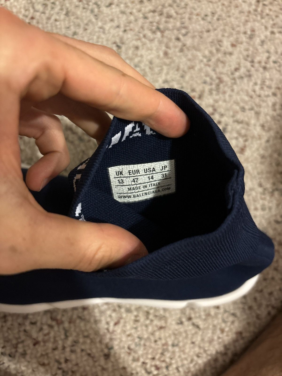 Balenciaga Balenciaga Navy High Top Speed Runners Sneakers Size US 14 / EU 47 - 6 Thumbnail