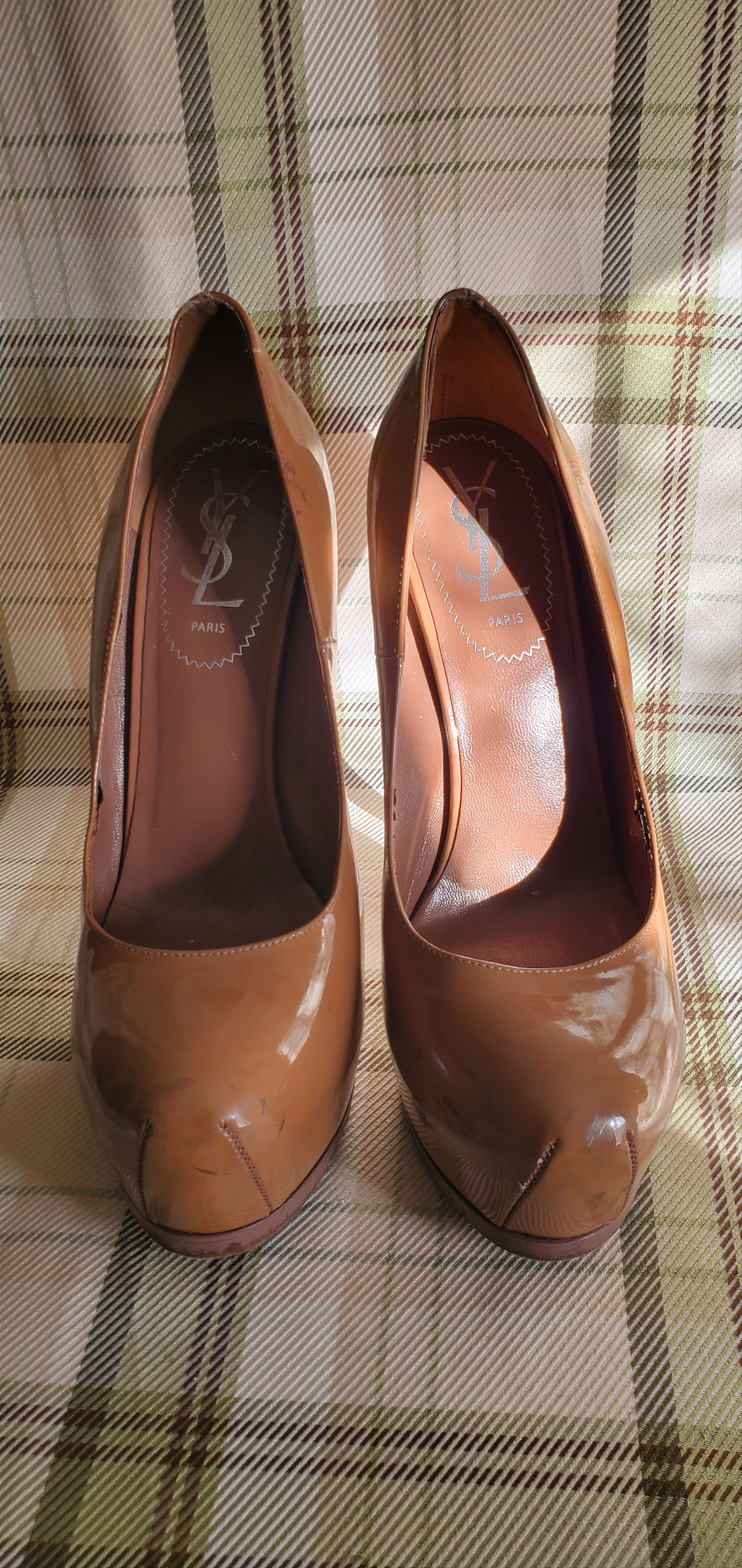 Yves Saint Laurent YSL Patent Leather Heel Platform Shoes Size US 7.5 / IT 37.5 - 3 Thumbnail