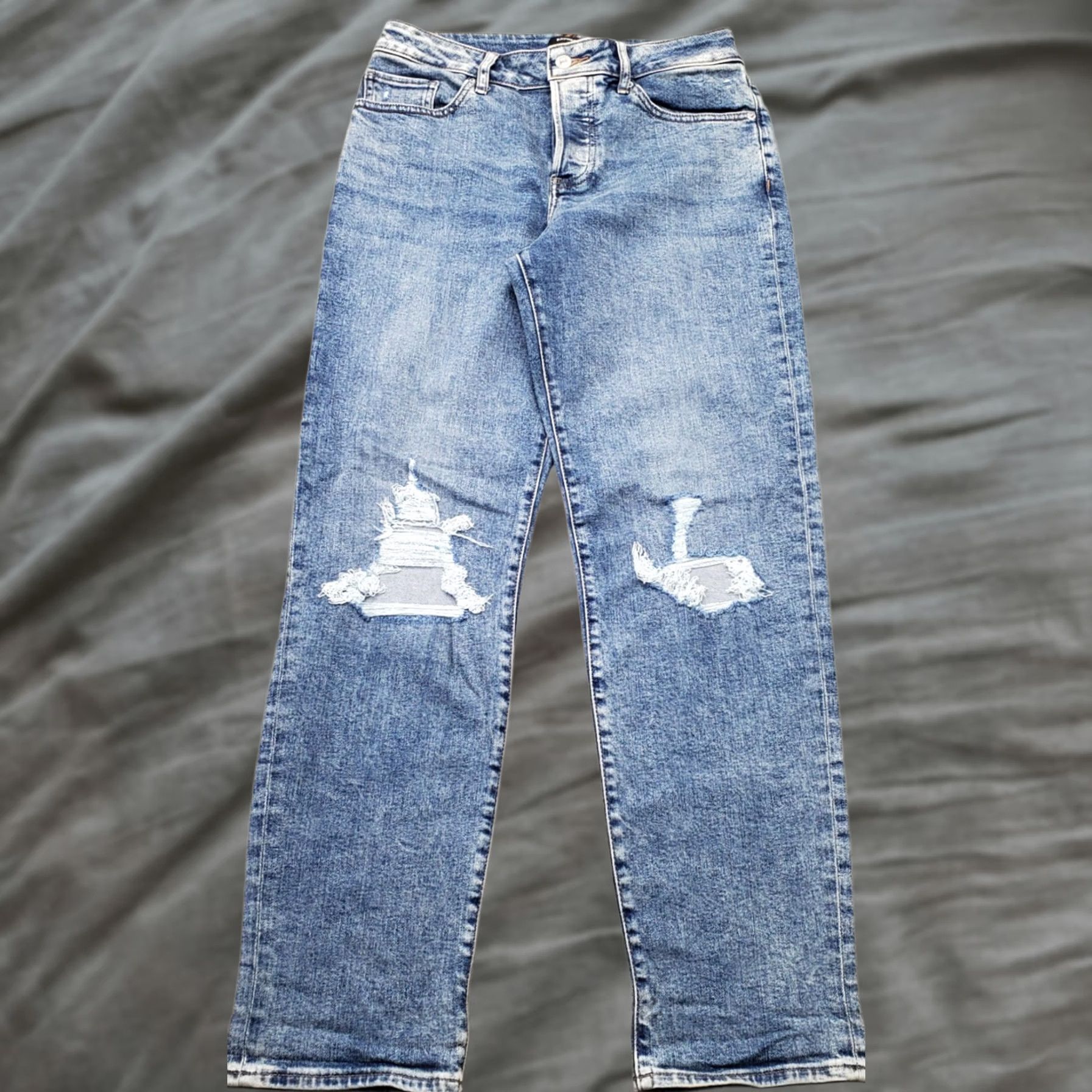 Express Express Boyfriend Jeans Womens 6L Blue Denim Mid Rise Distressed Button Fly Jeans Size 28" / US 6 / IT 42 - 1 Thumbnail