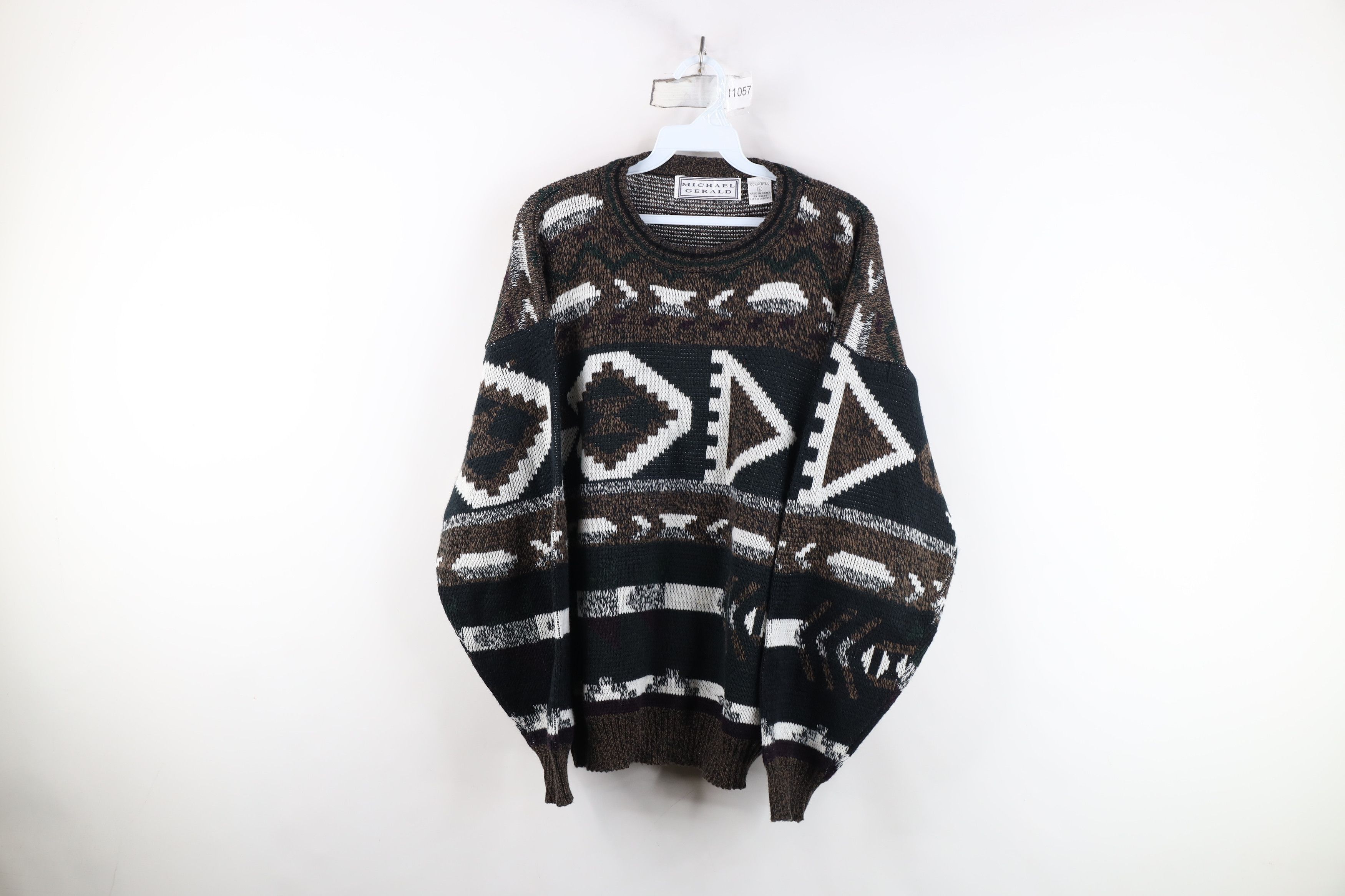 Vintage Vintage 90s Streetwear Southwestern Knit Crewneck Sweater Size US L / EU 52-54 / 3 - 1 Thumbnail