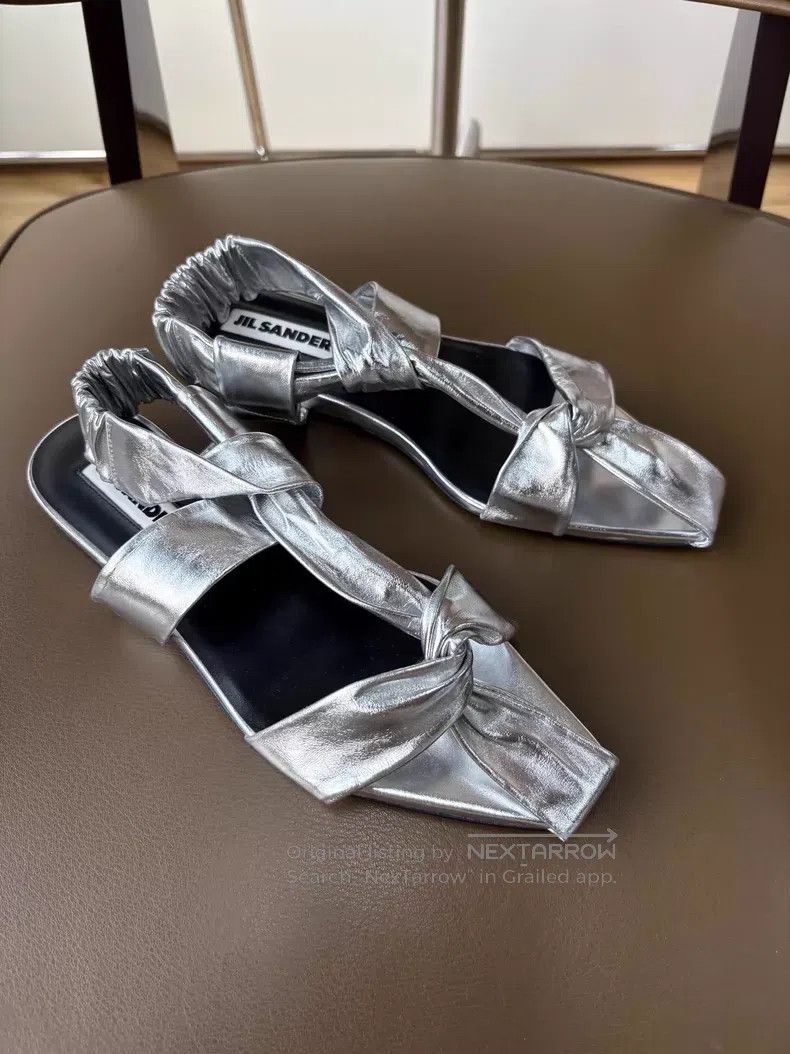 Jil Sander Jil Sander Design Metal Silver Cutout Strap Flat Sandals Size US 4.5 / IT 34.5 - 9 Thumbnail