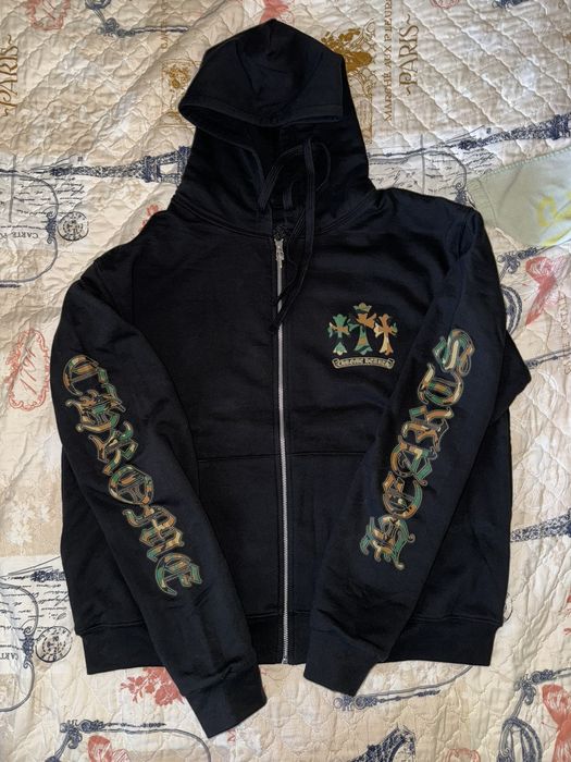 Chrome Hearts Chrome Hearts Camo Triple Cross Horseshoe Thermal Zip up ...