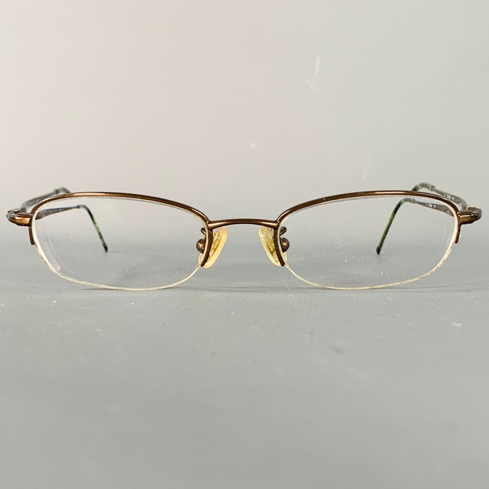 GUCCI Brown Metal Semi Rimless Eyewear Readers