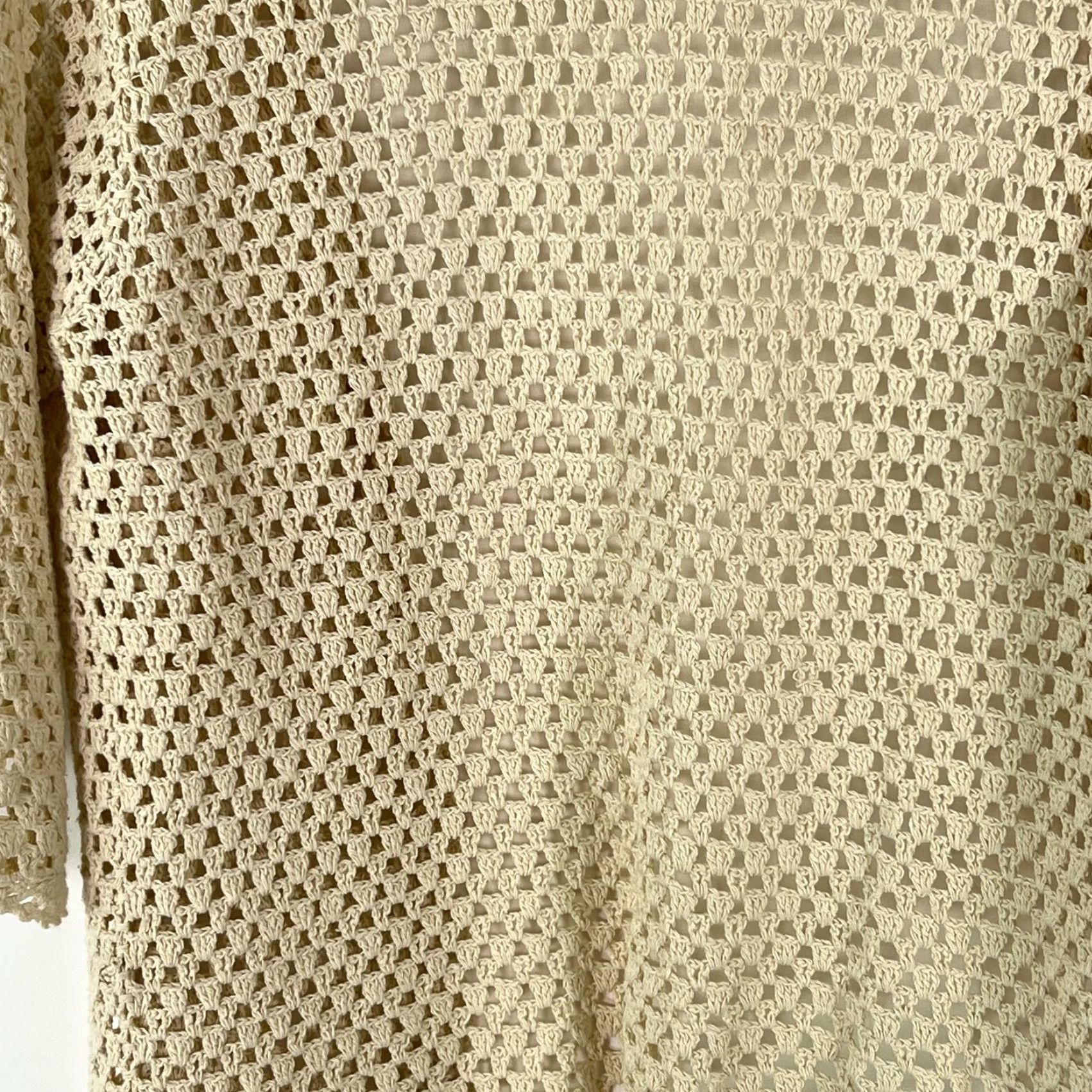 Jim Thompson Norm Thompson Womens Cardigan Sweater Open Knit 3/4 Sleeve Cream Size S Size S / US 4 / IT 40 - 3 Thumbnail