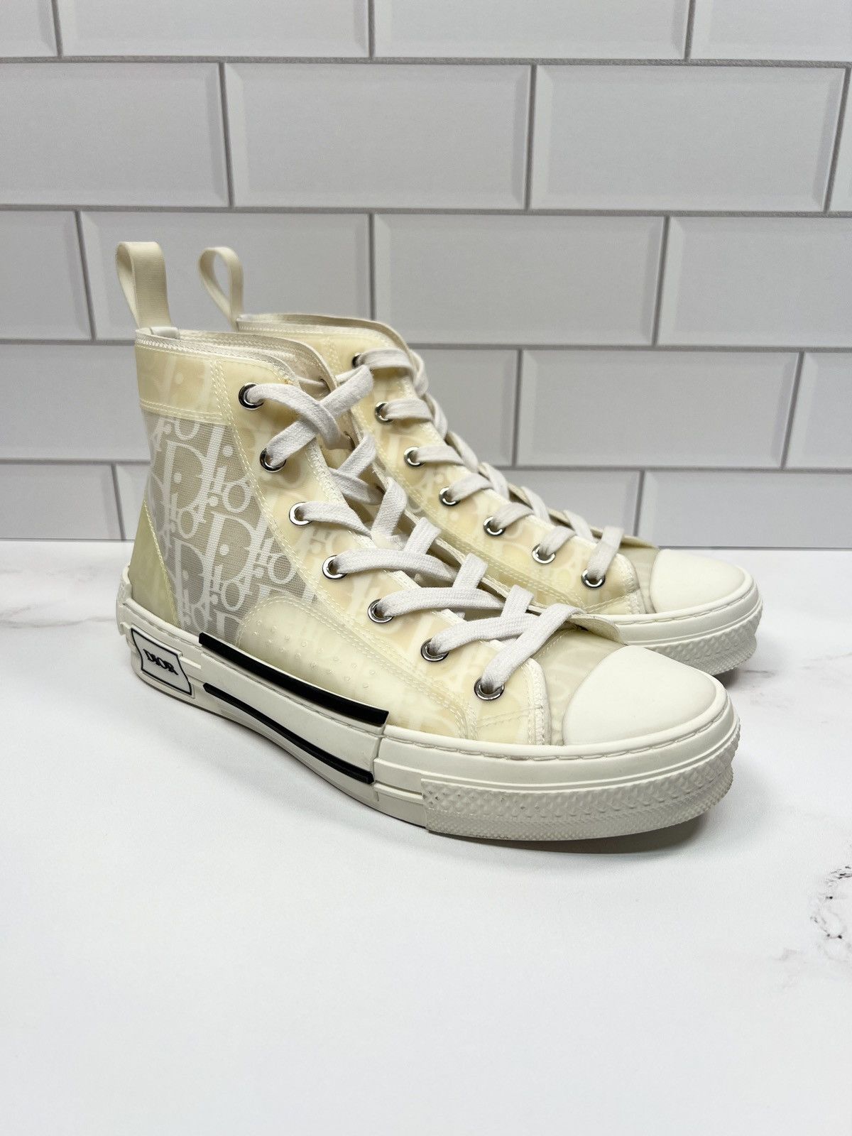 Christian Dior High Oblique White Sneakers Canvas Shoes