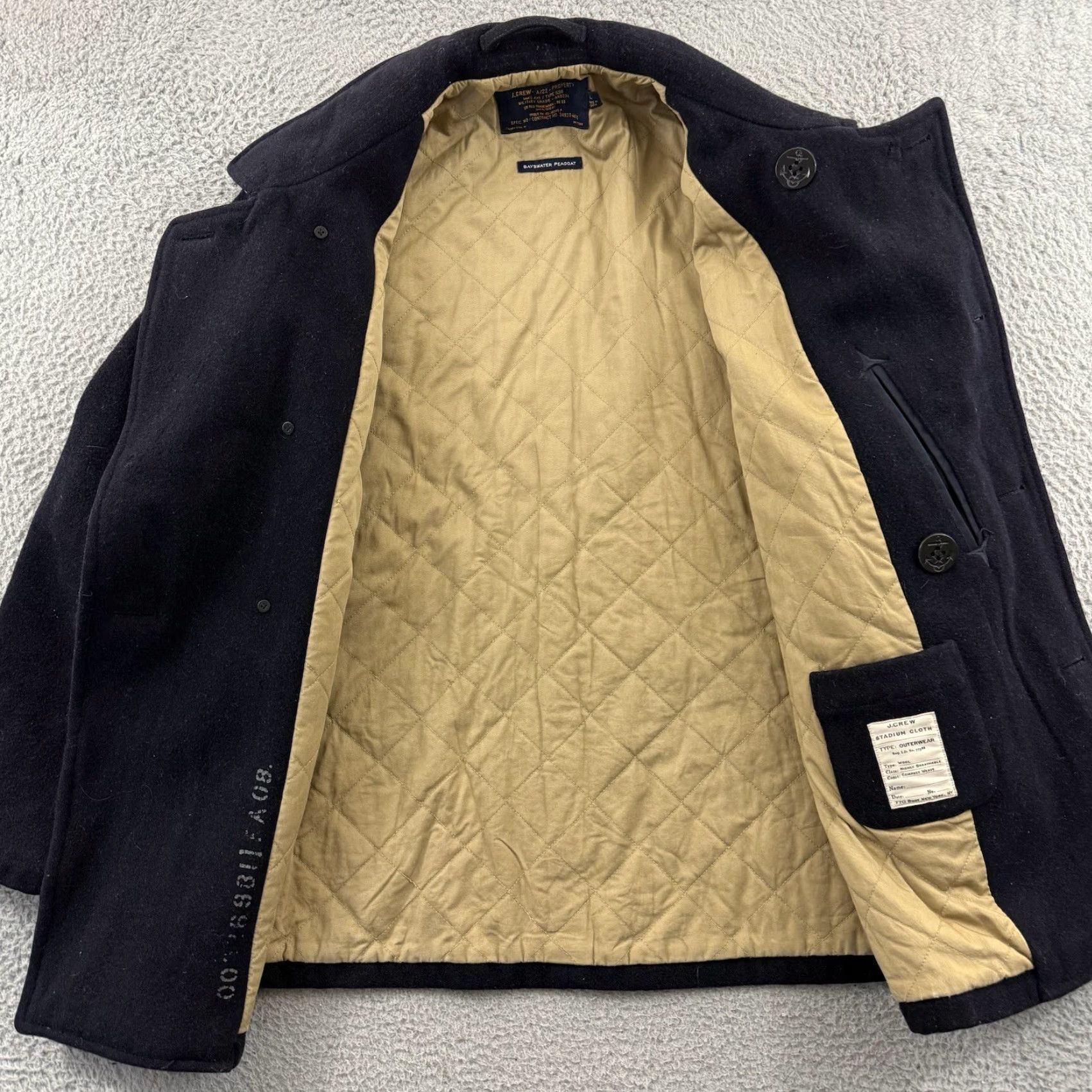 J.Crew J.Crew Bayswater Peacoat Mens Large Stadium Cloth Wool Thinsulate Military Coat Jacket/Coat Size US L / EU 52-54 / 3 - 6 Thumbnail