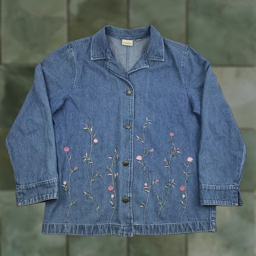 Vintage VINTAGE Classic Elements Floral Button-Up Womens Large Blue Flowers 90s Y2K 90s Size L / US 10 / IT 46 - 1 Thumbnail