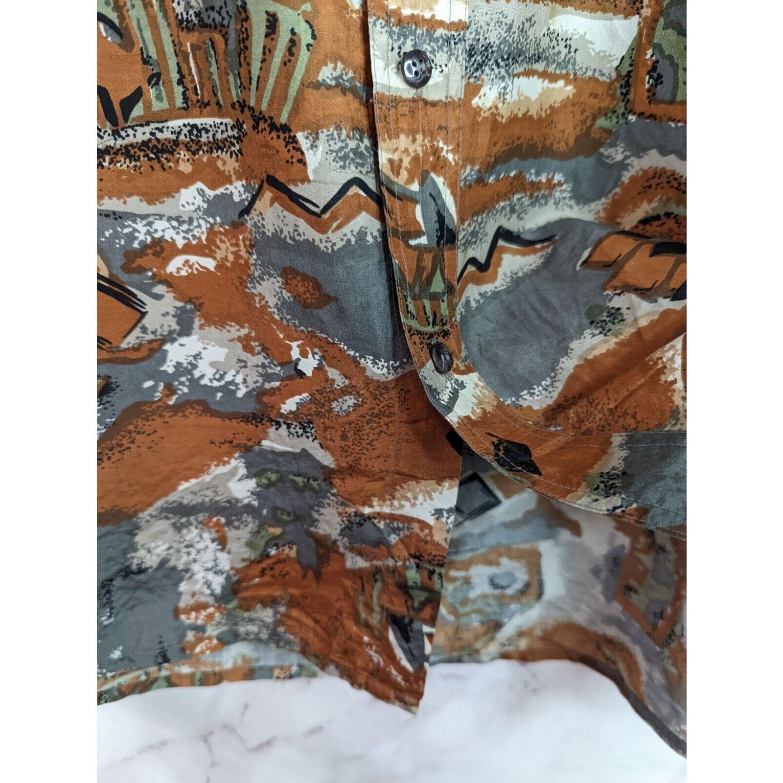 Vintage Vintage Silk Shirt Mens XL Brown Button Up 90s Rockabilly Size US XL / EU 56 / 4 - 7 Thumbnail