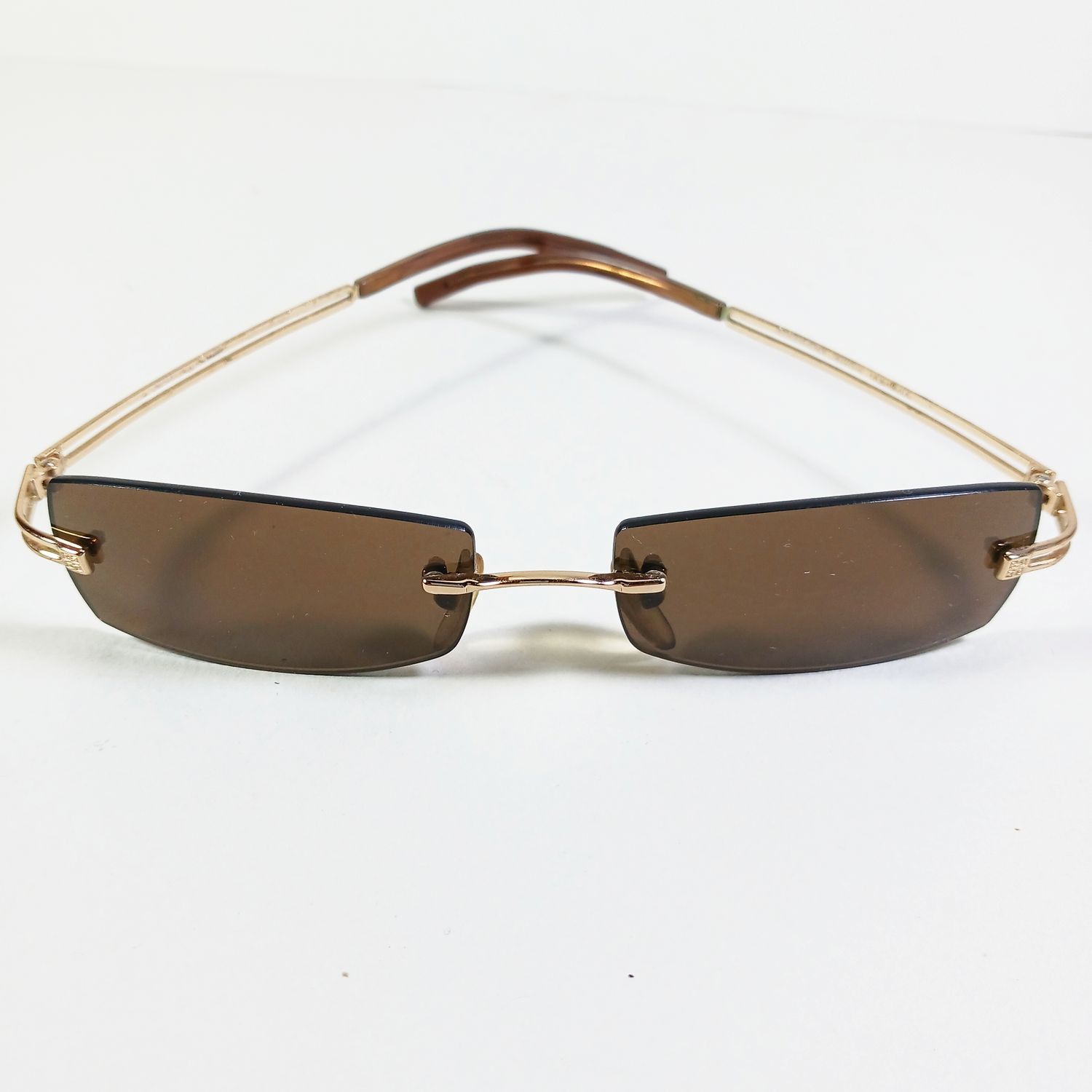 Givenchy × Vintage Givenchy SGV 002 Col300X Gold/Brown Slim Rimless Sunglasses Size ONE SIZE - 6 Thumbnail