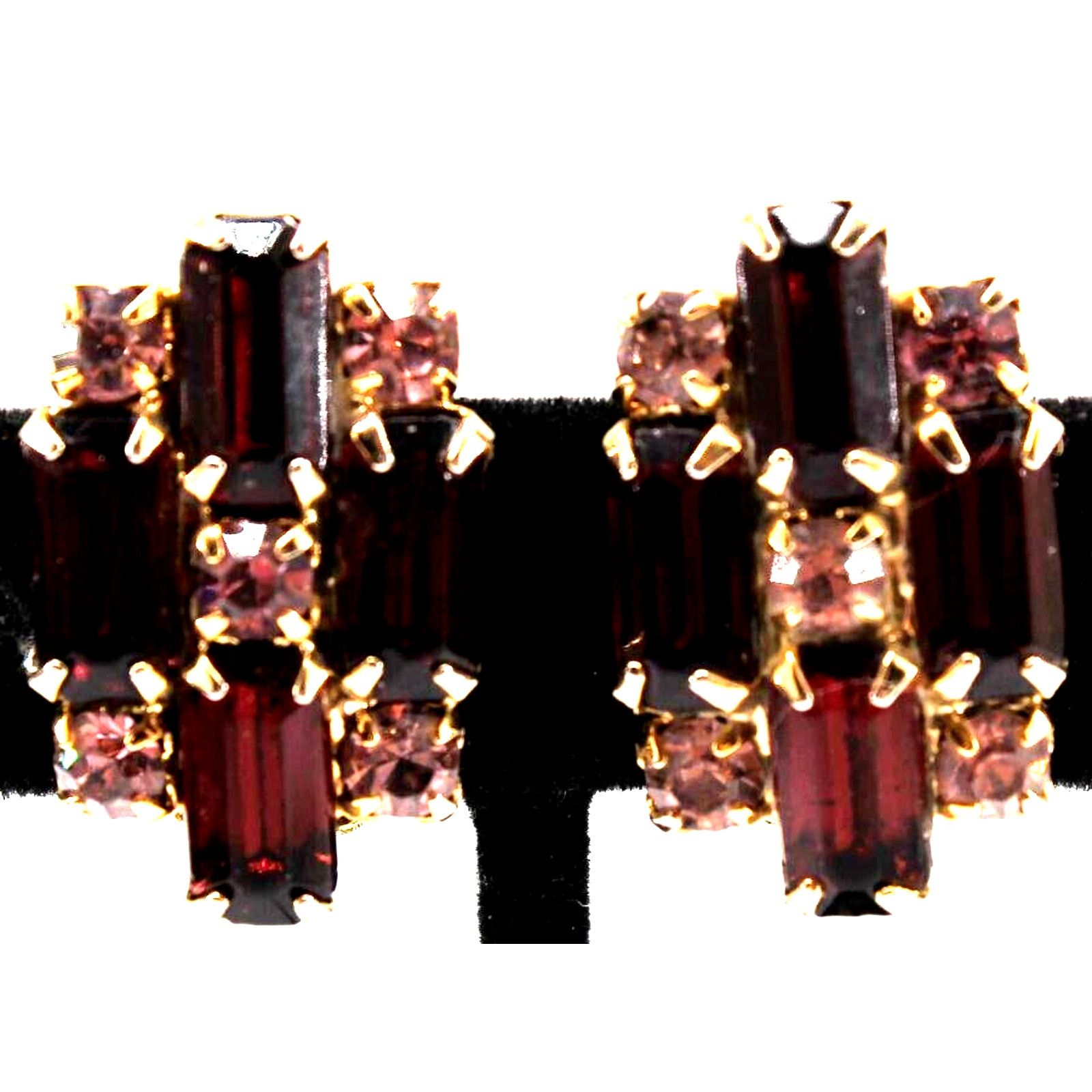 Other Purple Lavender Rhinestone Earrings • Prong Set • Clip On Size ONE SIZE - 2 Thumbnail