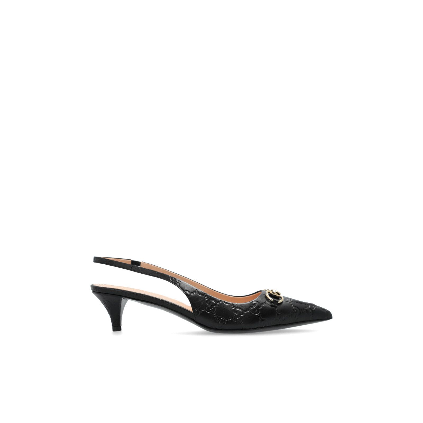 GUCCI Horsebit Black GG Leather Slingback Pumps New & Authen