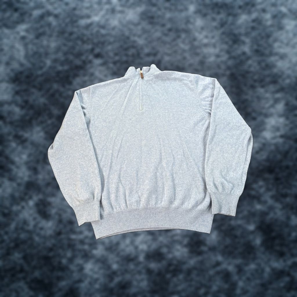 Vintage Alan Paine Sweater Mens Large Blue Cashmere Knit Pullover 1/4 Zip Mock Neck Long Sleeve Regular Size L Size US L / EU 52-54 / 3 - 1 Thumbnail