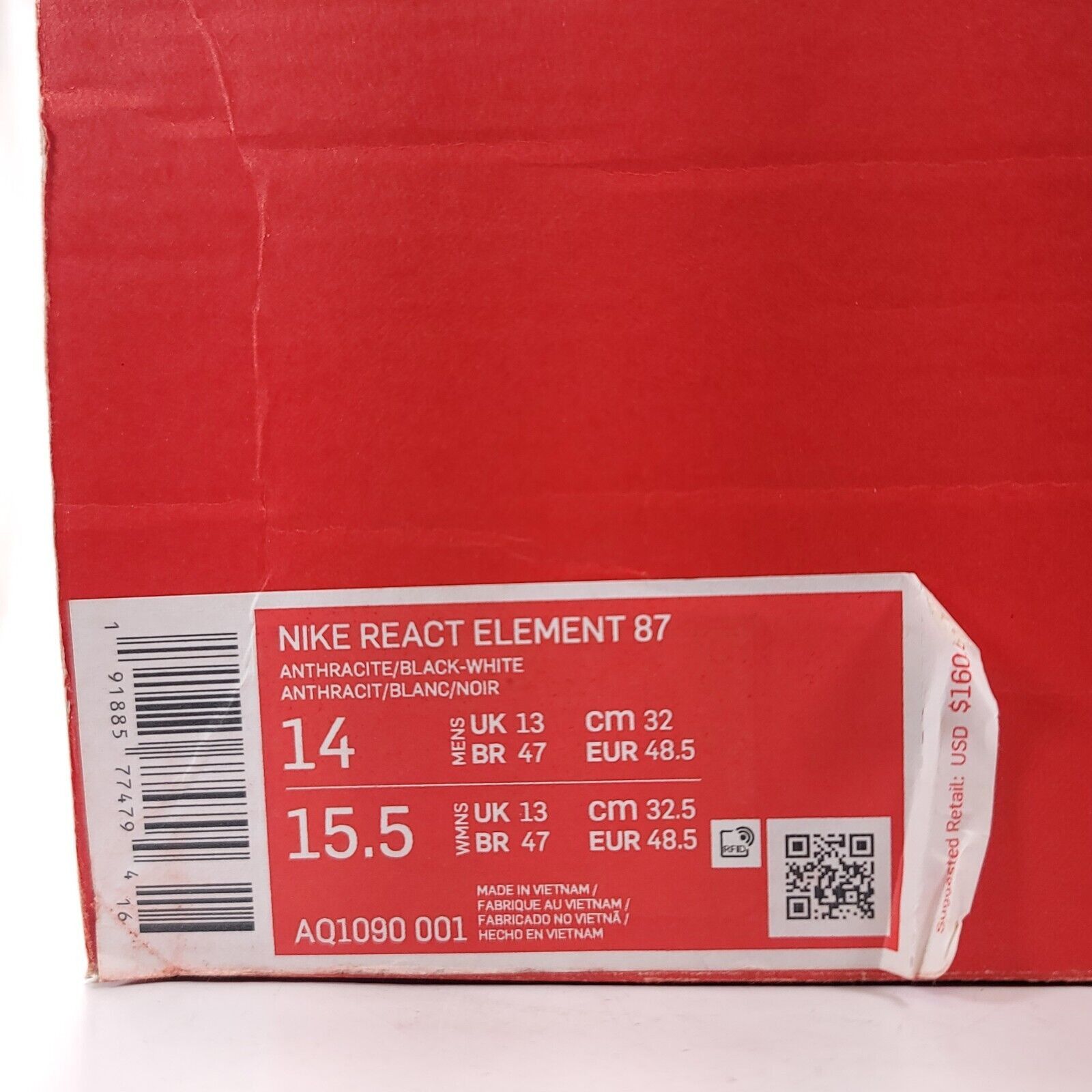 Nike Nike React Element 87 Shoe Men Size 14 AQ1090-001 Gray Black Size US 14 / EU 47 - 10 Thumbnail