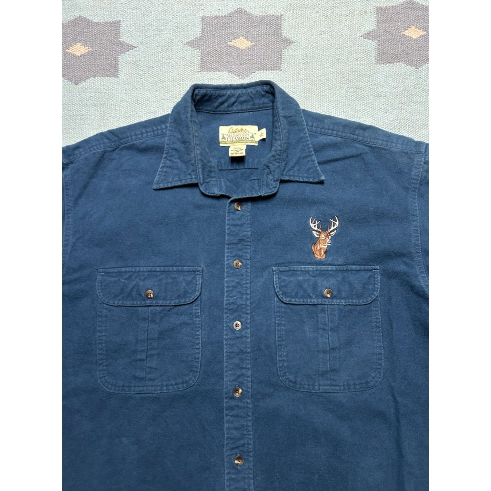Vintage VINTAGE Cabela's long sleeve button shirt deerskin chamois deer blue XL tall Size US XL / EU 56 / 4 - 3 Thumbnail