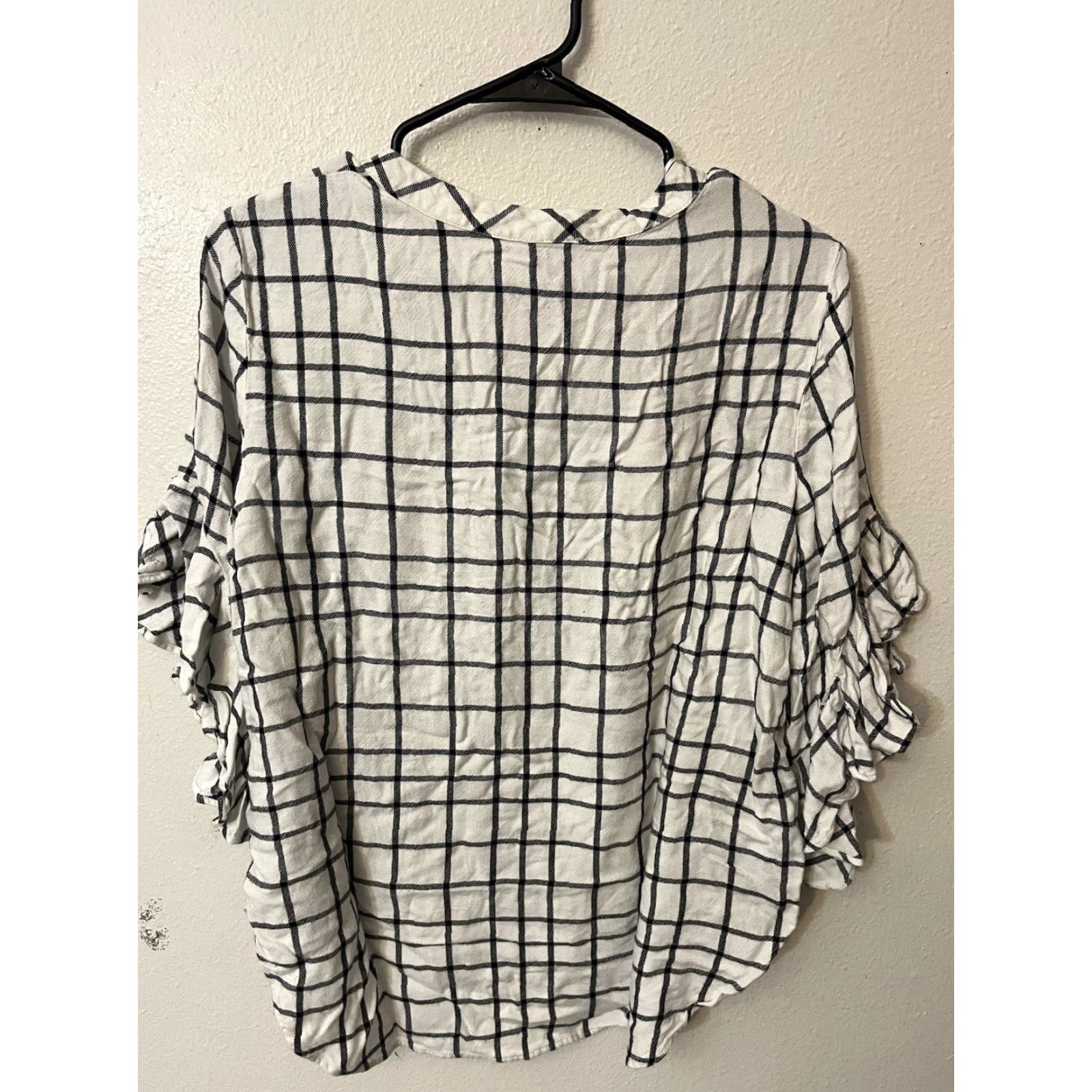 Vince Camuto Vince Camuto Blouse Women L Plaid V-Neck 3/4 Sleeve Flare Multicolor Preppy Size L / US 10 / IT 46 - 3 Thumbnail