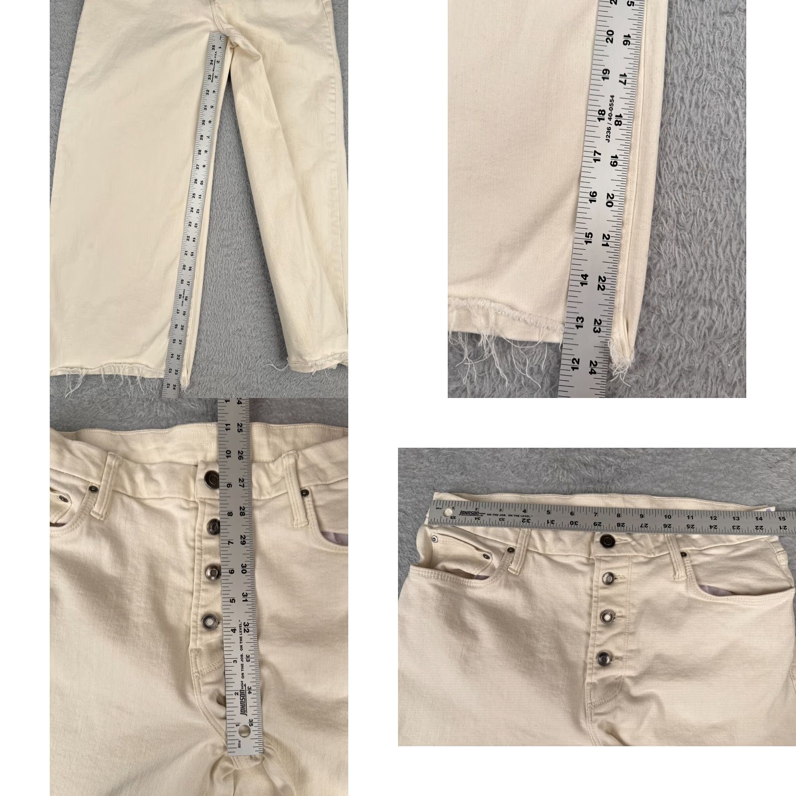 Vintage Time And Tru Jeans Women 10 Ivory Denim Wide-Leg High Rise Button Fly 30x24 Size 32" / US 10 / IT 46 - 8 Thumbnail