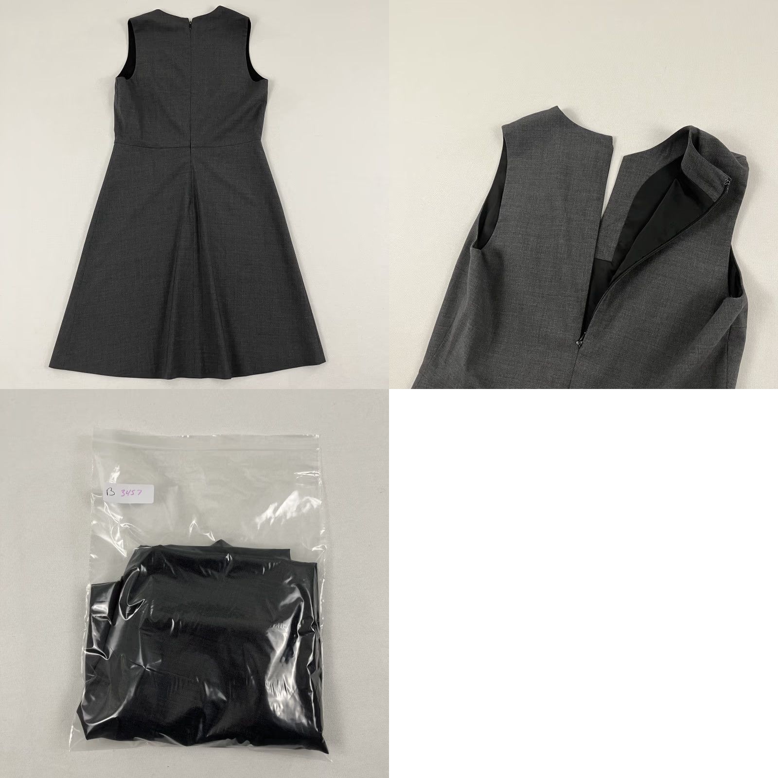 Theory Theory Sheath Dress Womens Size 4 Gray Wool Blend Midi Cocktail Zip V-Neck Sleeveless Size S / US 4 / IT 40 - 8 Thumbnail