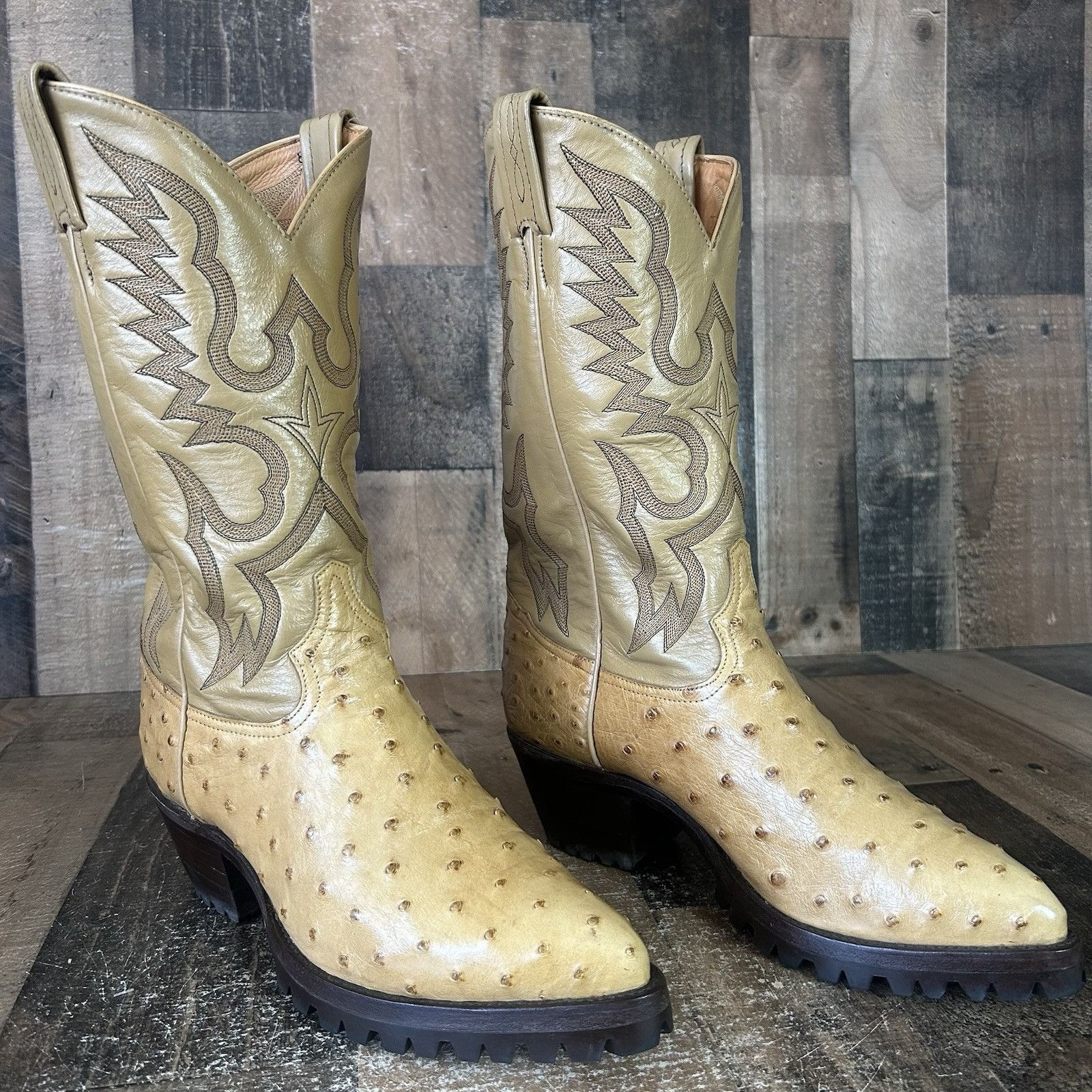 Tony Lama Tony Lama Vintage Lug Sole Ostrich Cowboy Boots Mens 9.5 EE Size US 9.5 / EU 42-43 - 5 Thumbnail