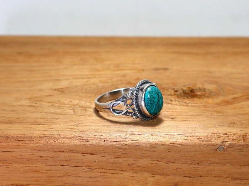 Handmade Turquoise Ring: Handmade 925 Silver, December Birthstone Size ONE SIZE - 3 Thumbnail