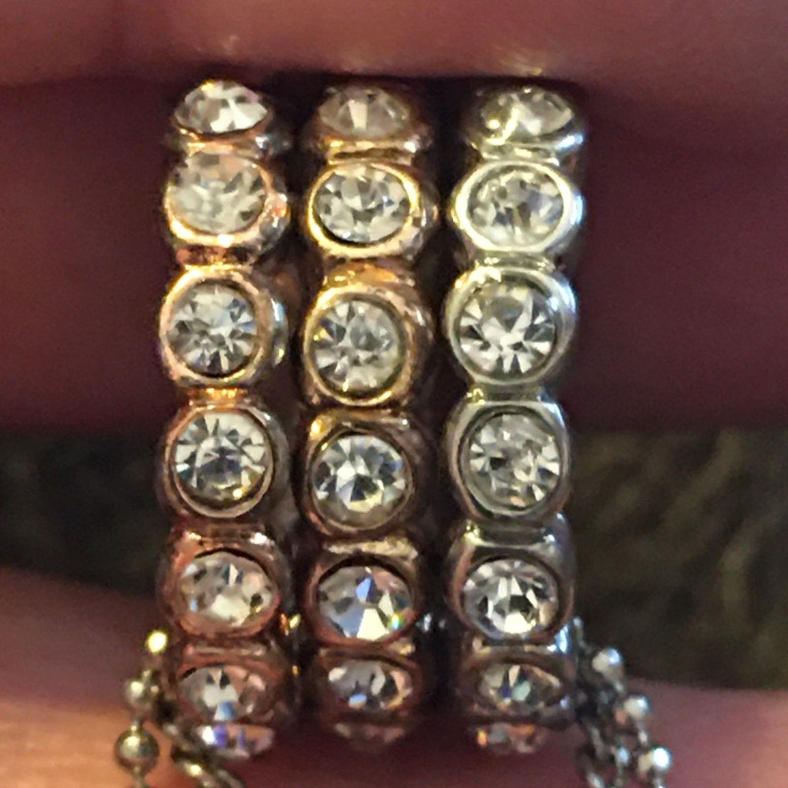 Jewelry Tri-tone rhinestone rings on sparkle ball chain Size ONE SIZE - 7 Thumbnail