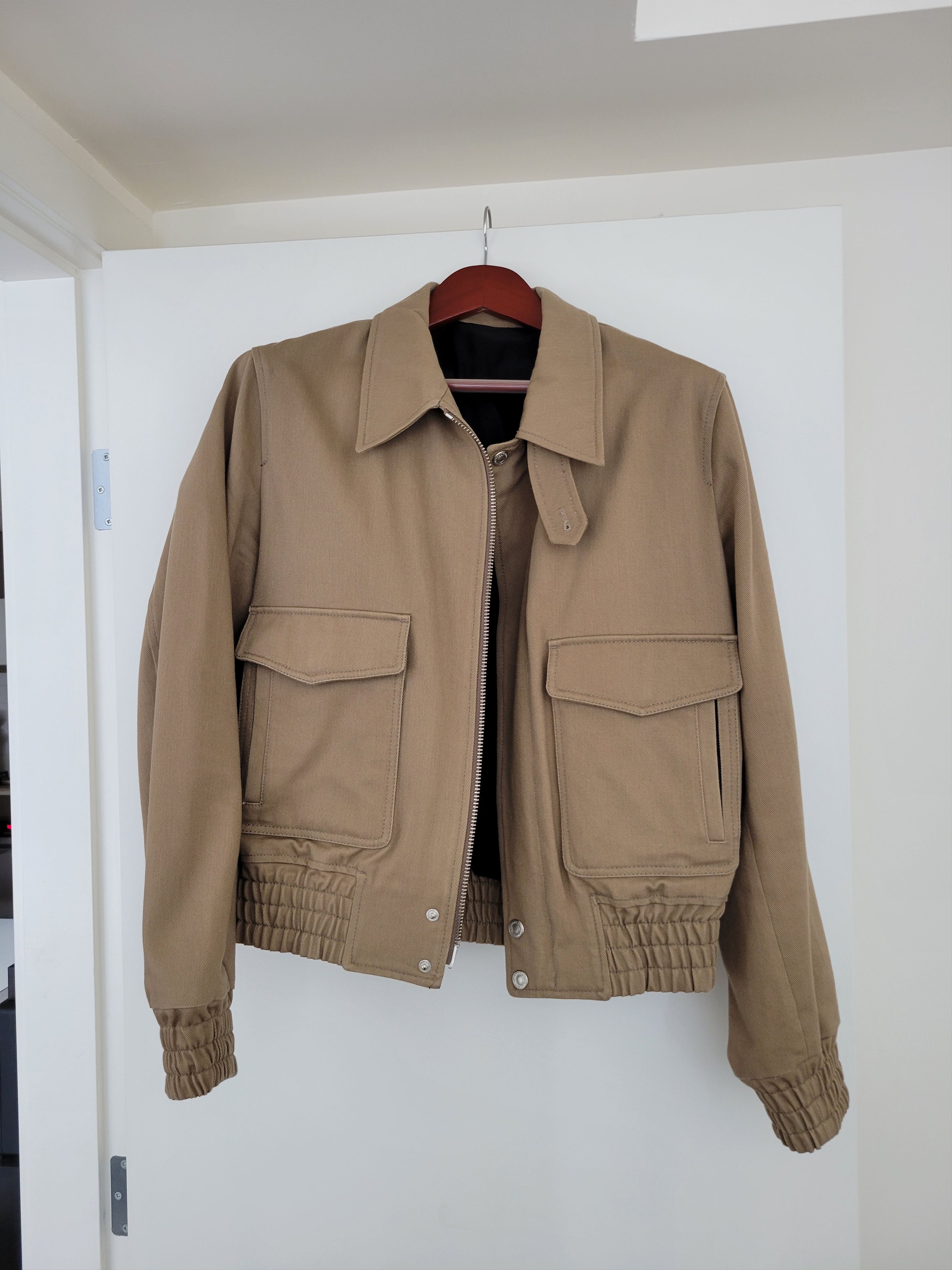 image of Ami Beige Drill Cotton Blouson Jacket, Men's (Size Large)