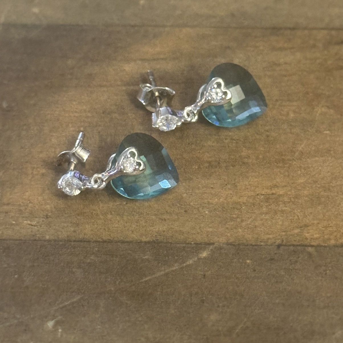 Other 925 blue gemstone dangle heart post earrings Size ONE SIZE - 6 Thumbnail